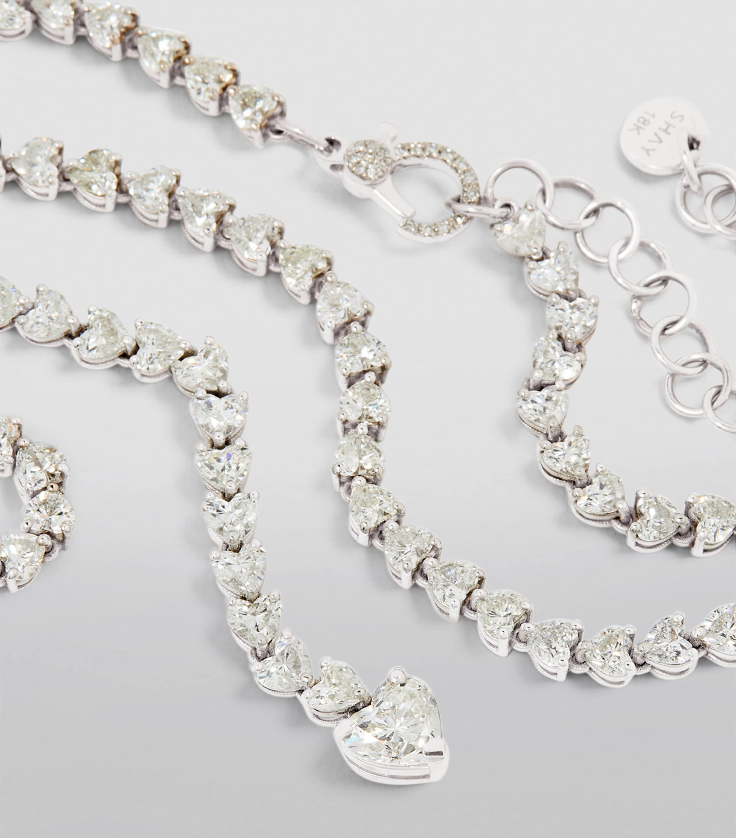 White Gold and Diamond Heart Y Drop Necklace WHITE GOLD Image 6