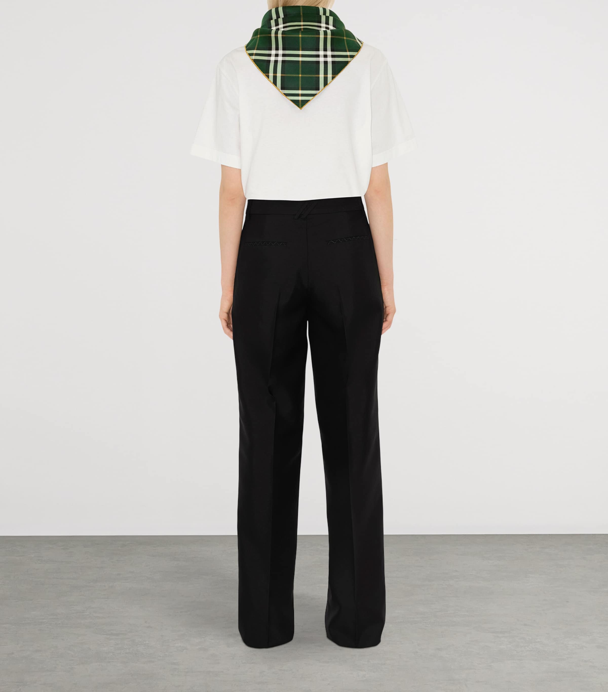 Silk Check Scarf DARK FERN Image 5