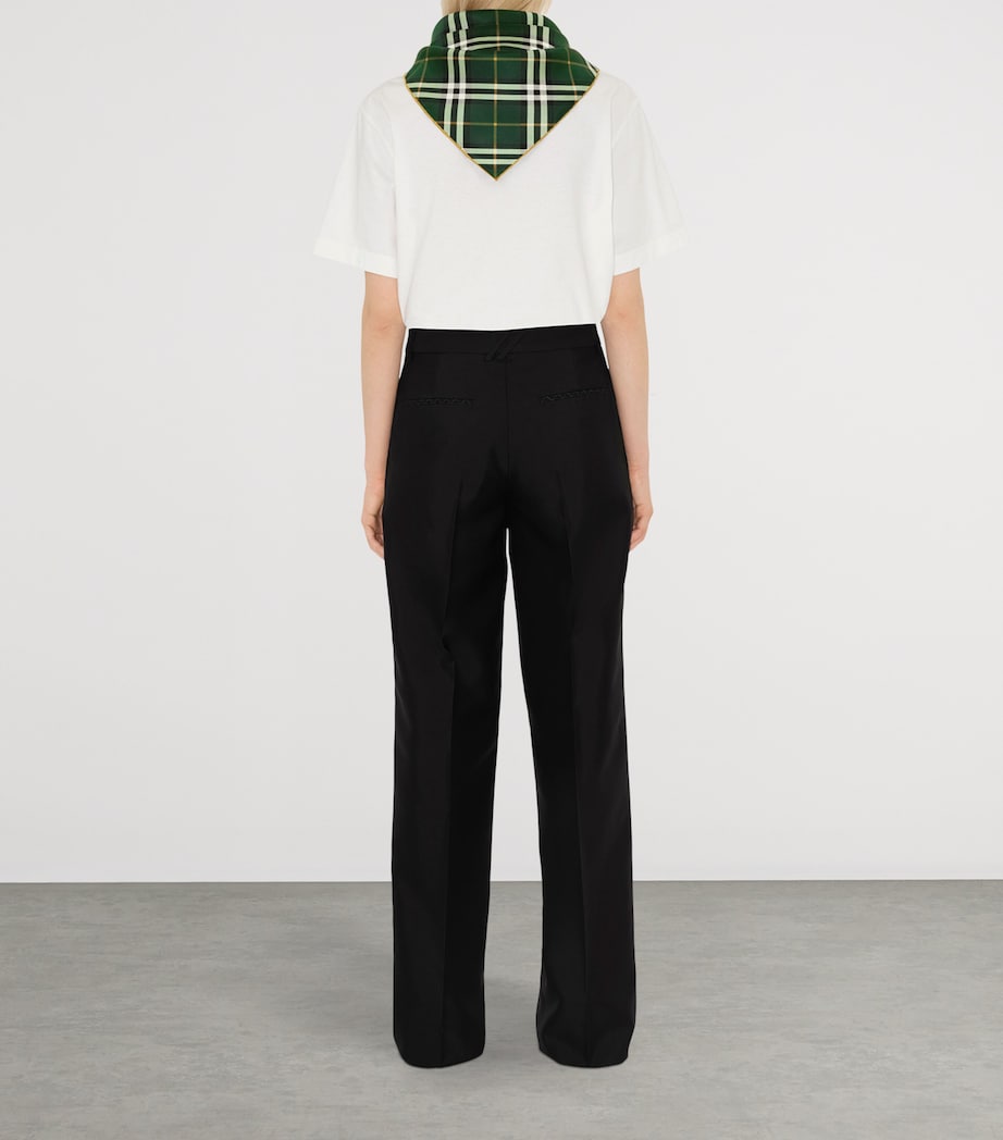 Silk Check Scarf DARK FERN Image 5