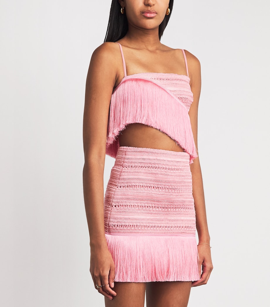 PatBO Womens Fringed Bra Top Pink Image 4
