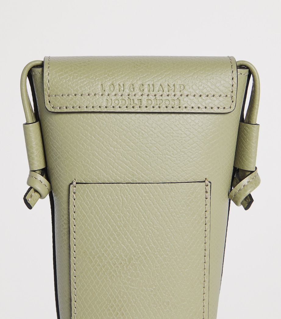 Longchamp Leather Épure Phone Case with Strap Amande Image 5