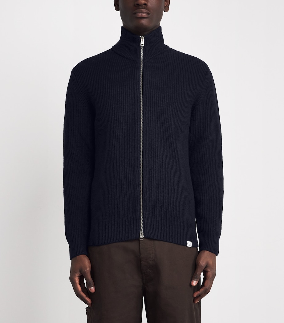 Wool Rib-Knit Hagan Jacket DARK NAVY Image 3