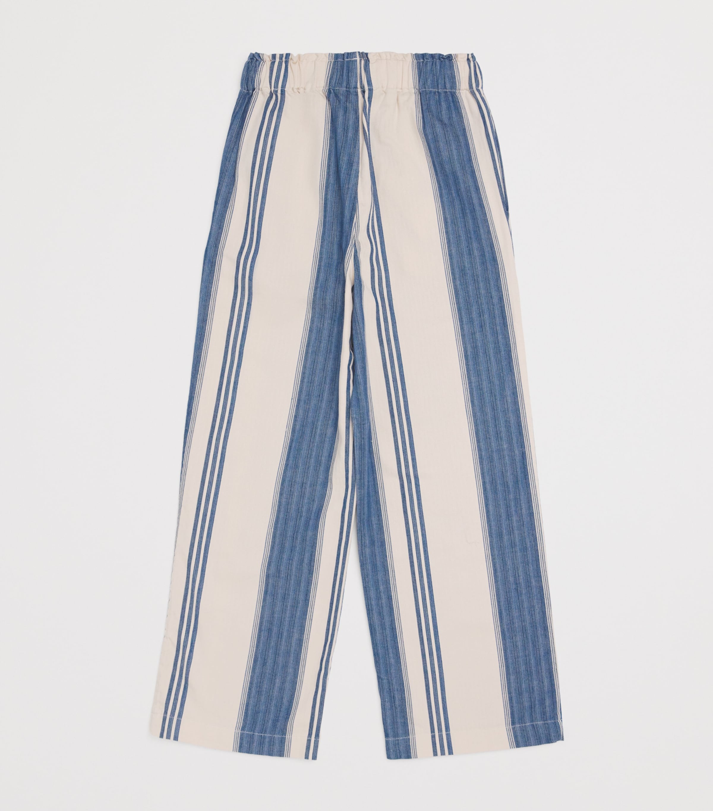 Cotton Stripe Trousers (7-16 Years) CRM/BLU Image 2