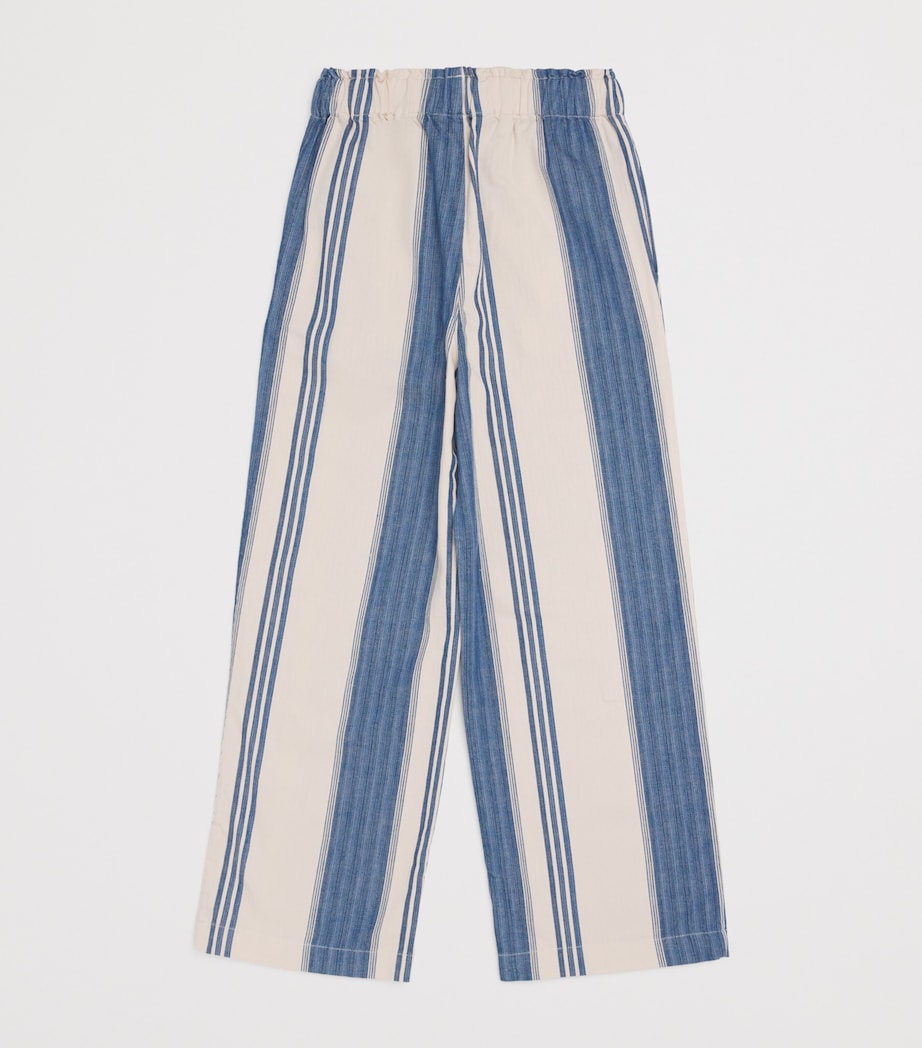 Cotton Stripe Trousers (7-16 Years) CRM/BLU Image 2