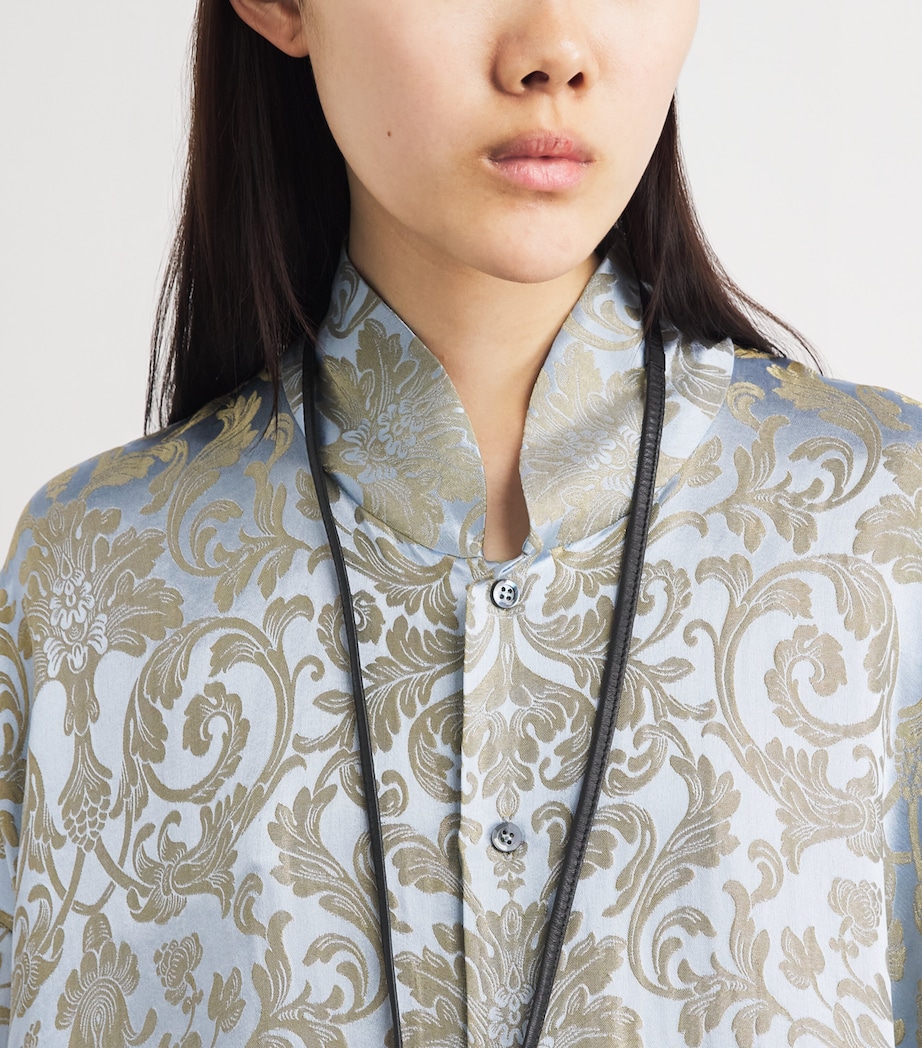 Eskandar Womens Jacquard Wide A-Line Shirt Brgtnbl Image 3