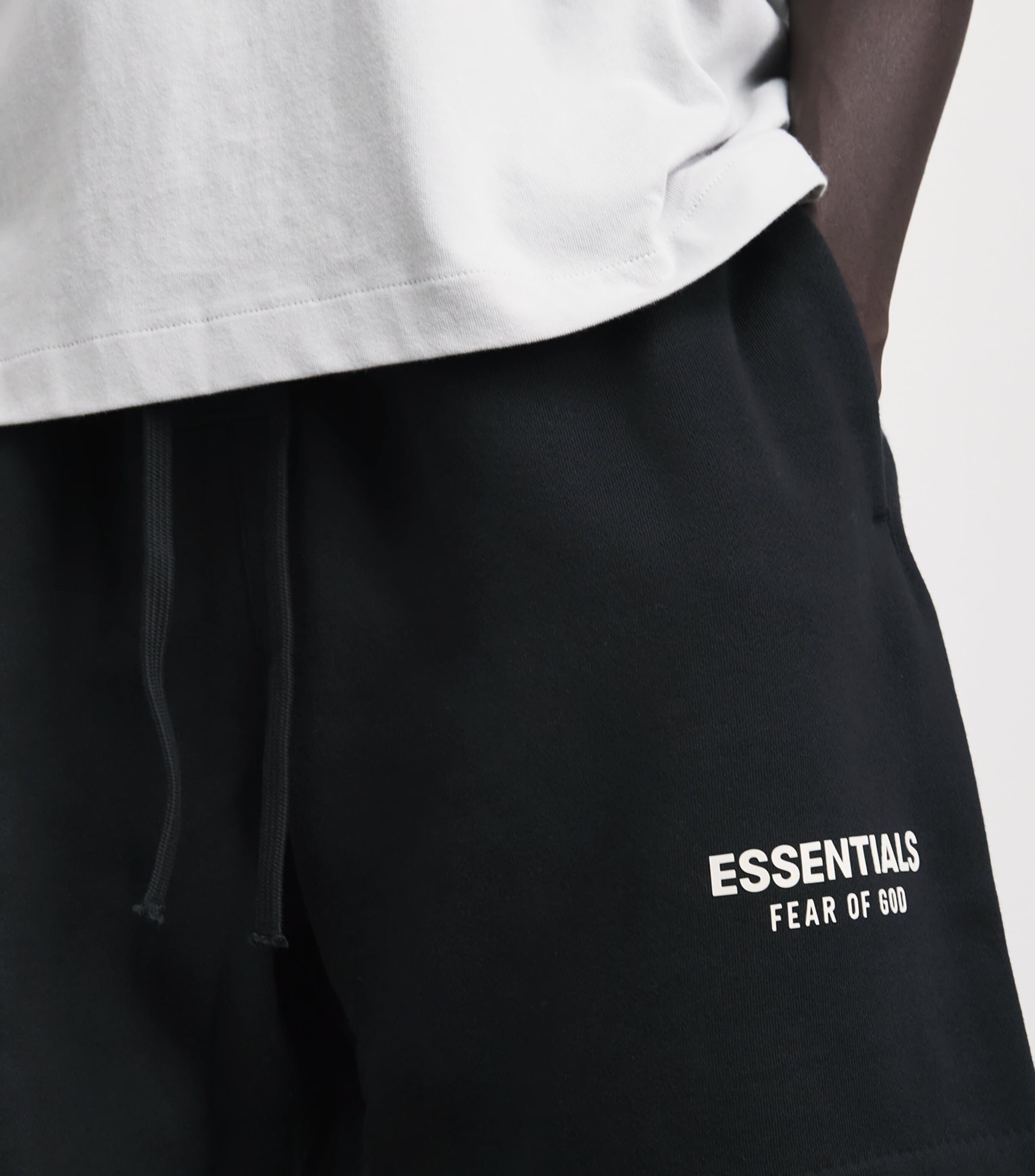 FEAR OF GOD ESSENTIALS Mens Logo Classic Sweatshorts Vintage Black Image 3