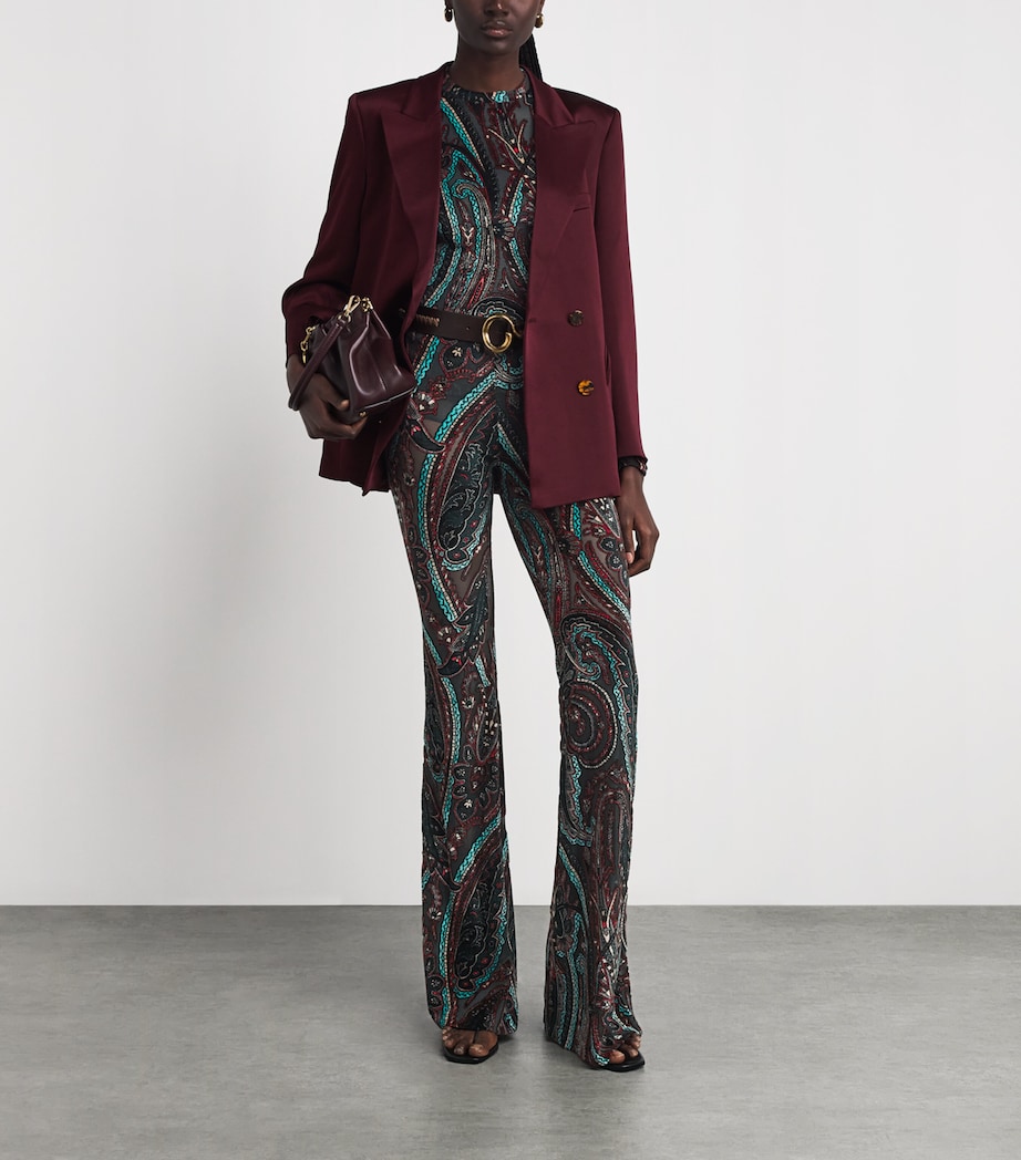 Etro Womens Appliqué-Mesh Top Grey Image 2