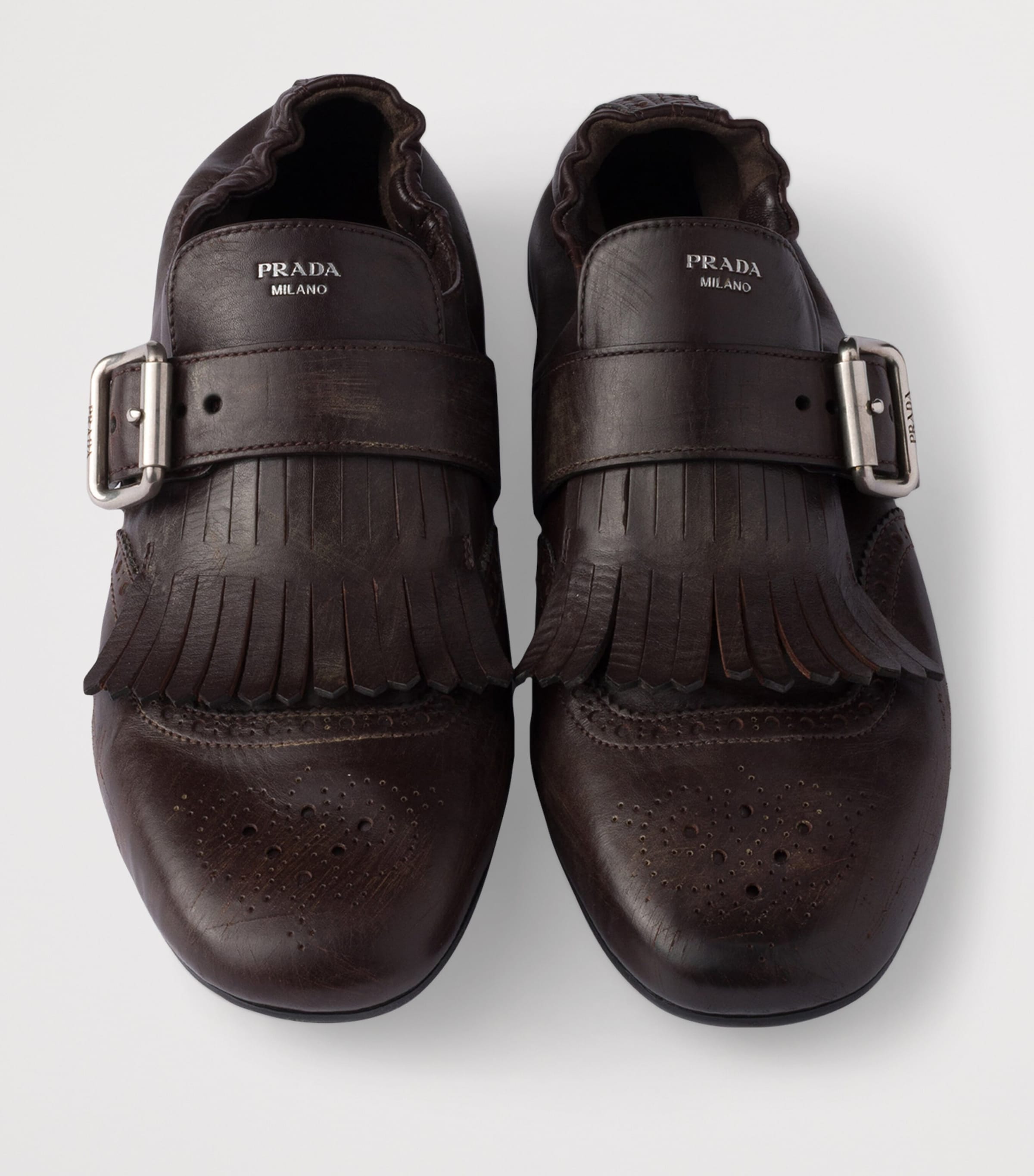 Leather Fringed Shuffle Loafers F0003 Image 4