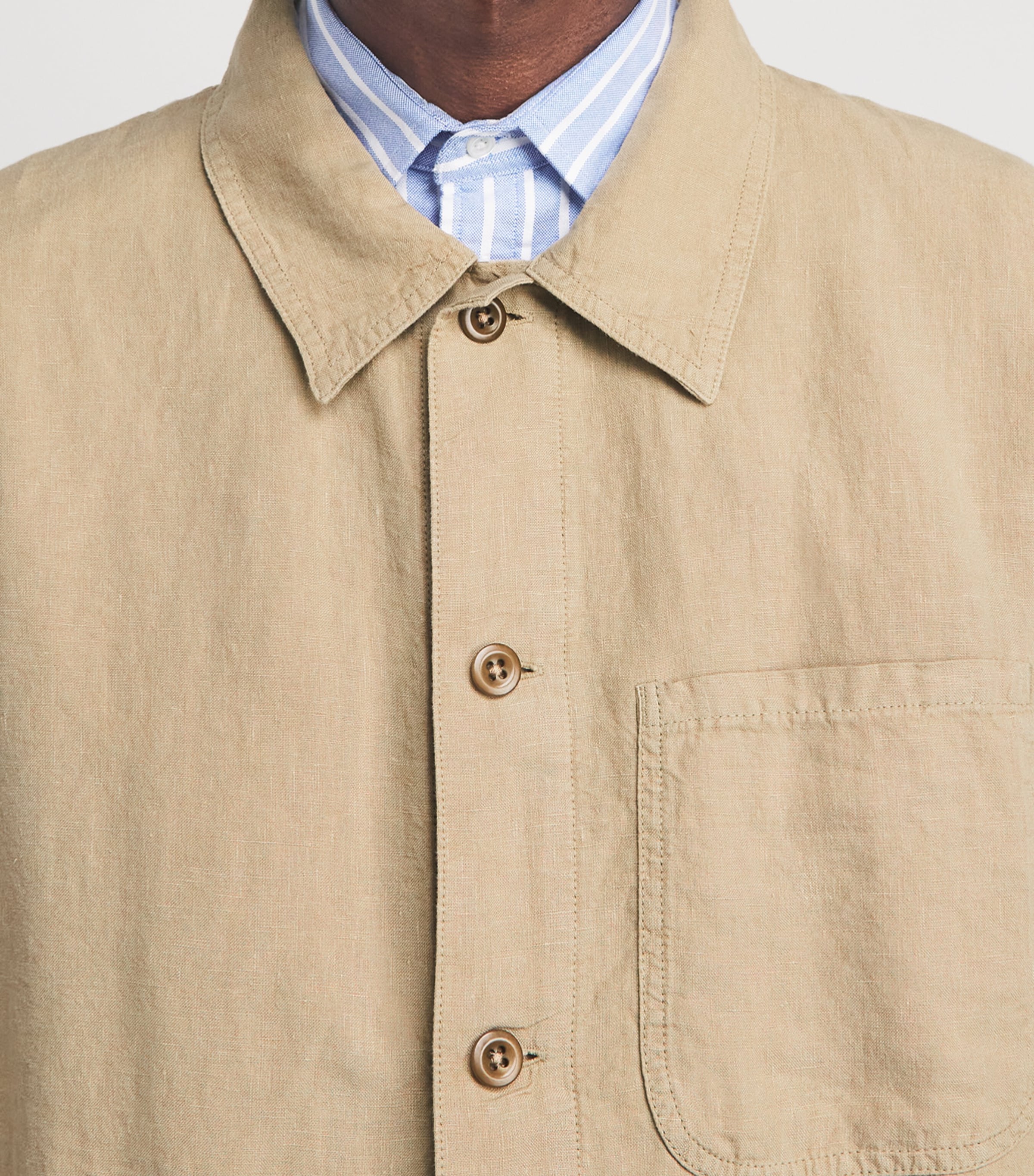 Polo Ralph Lauren Mens Linen Chore Overshirt Coastal Beige Image 3
