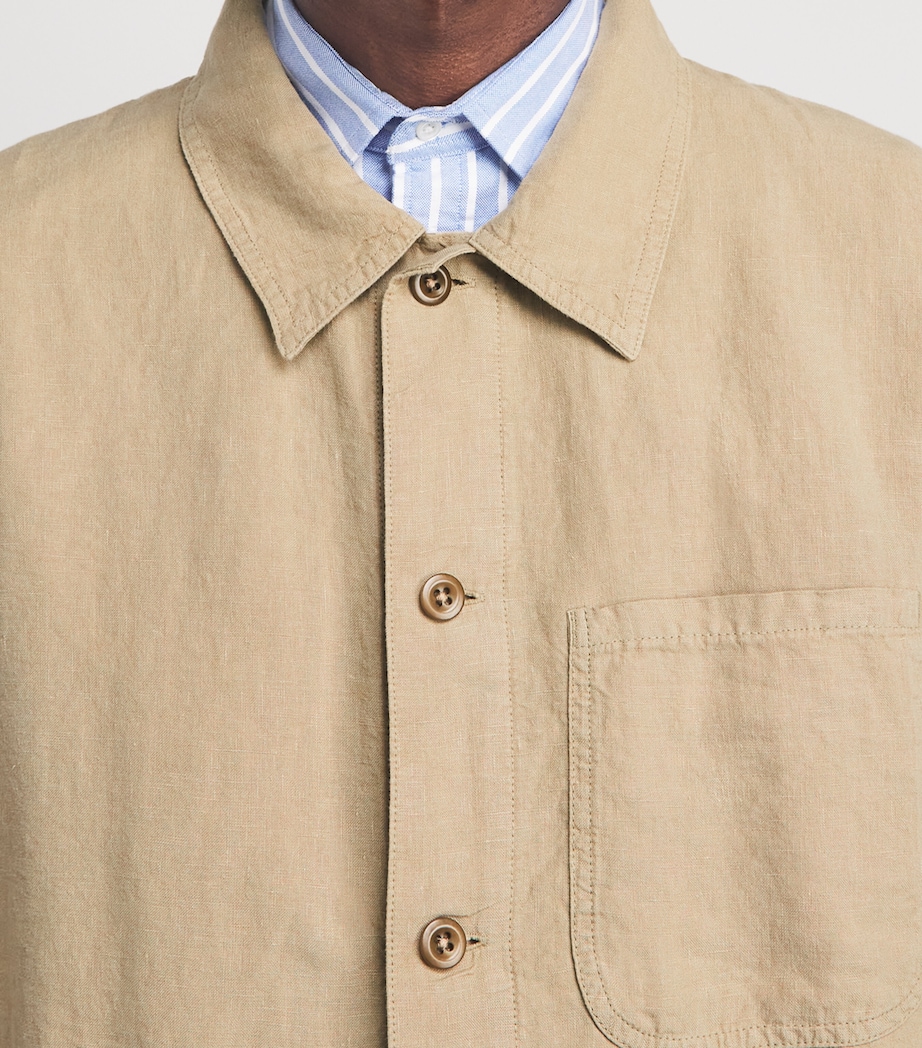 Polo Ralph Lauren Mens Linen Chore Overshirt Coastal Beige Image 3