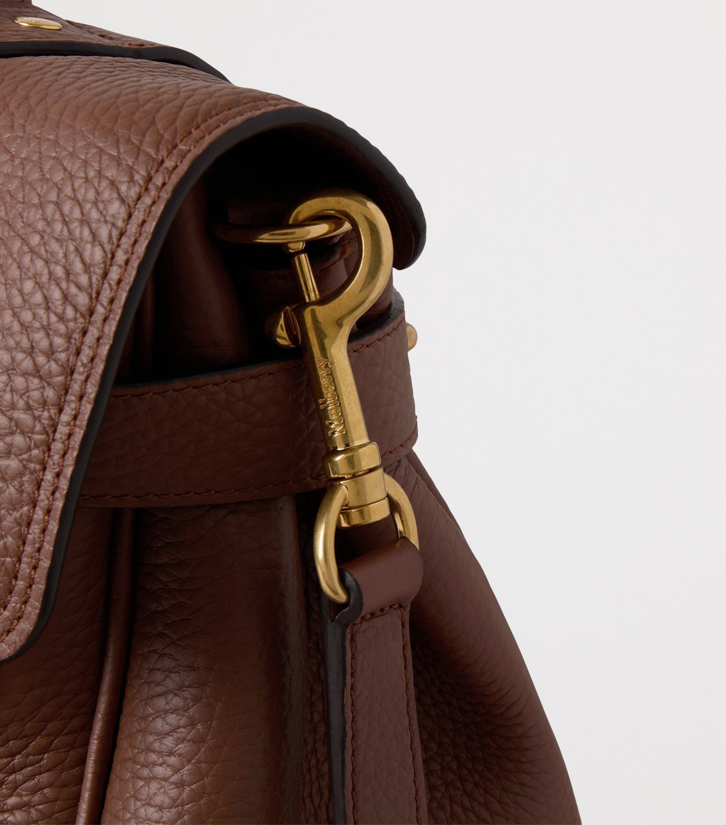 Oversized Grained Leather Alexa Satchel BRIGHT OAK Image 5