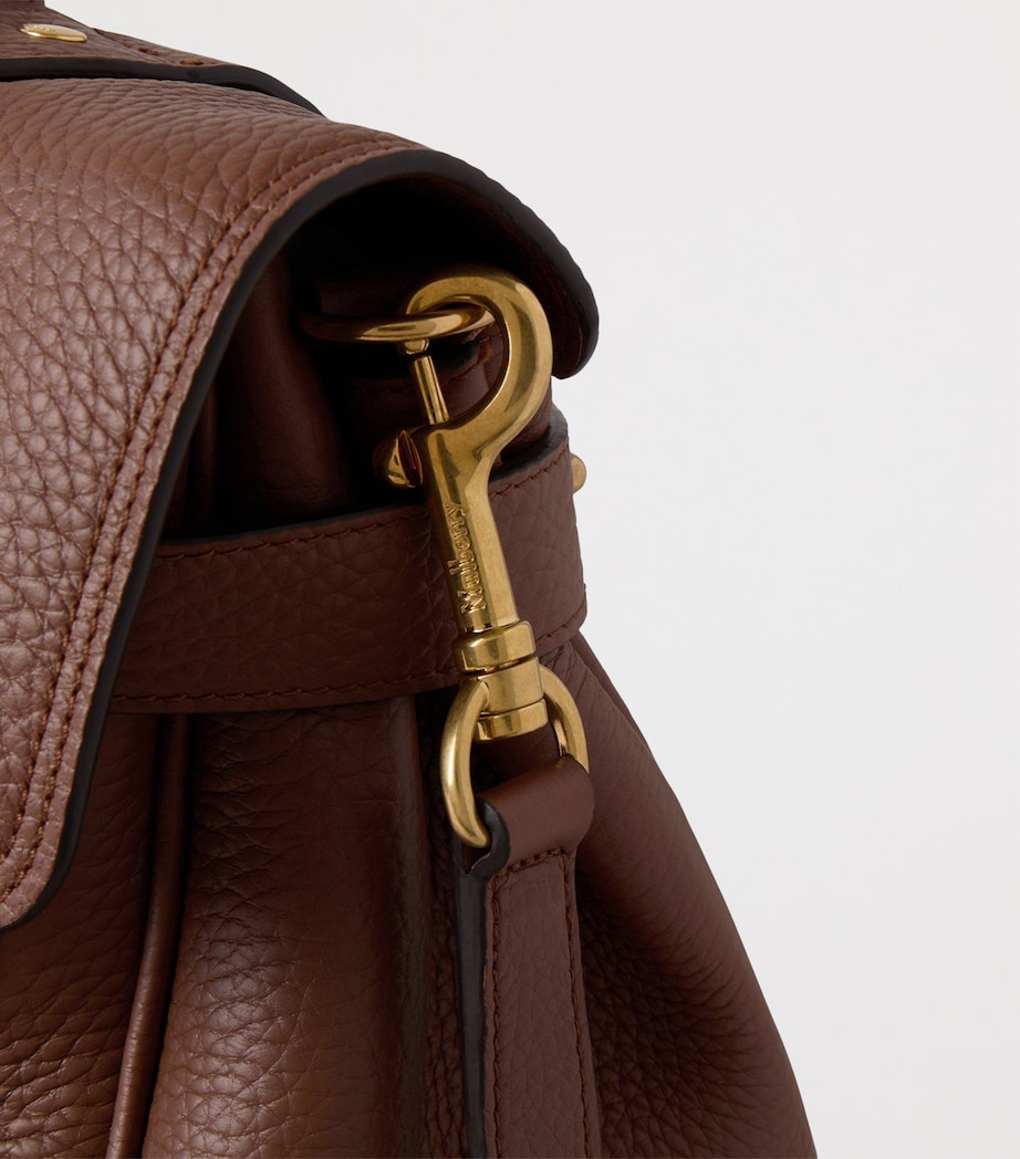 Oversized Grained Leather Alexa Satchel BRIGHT OAK Image 5