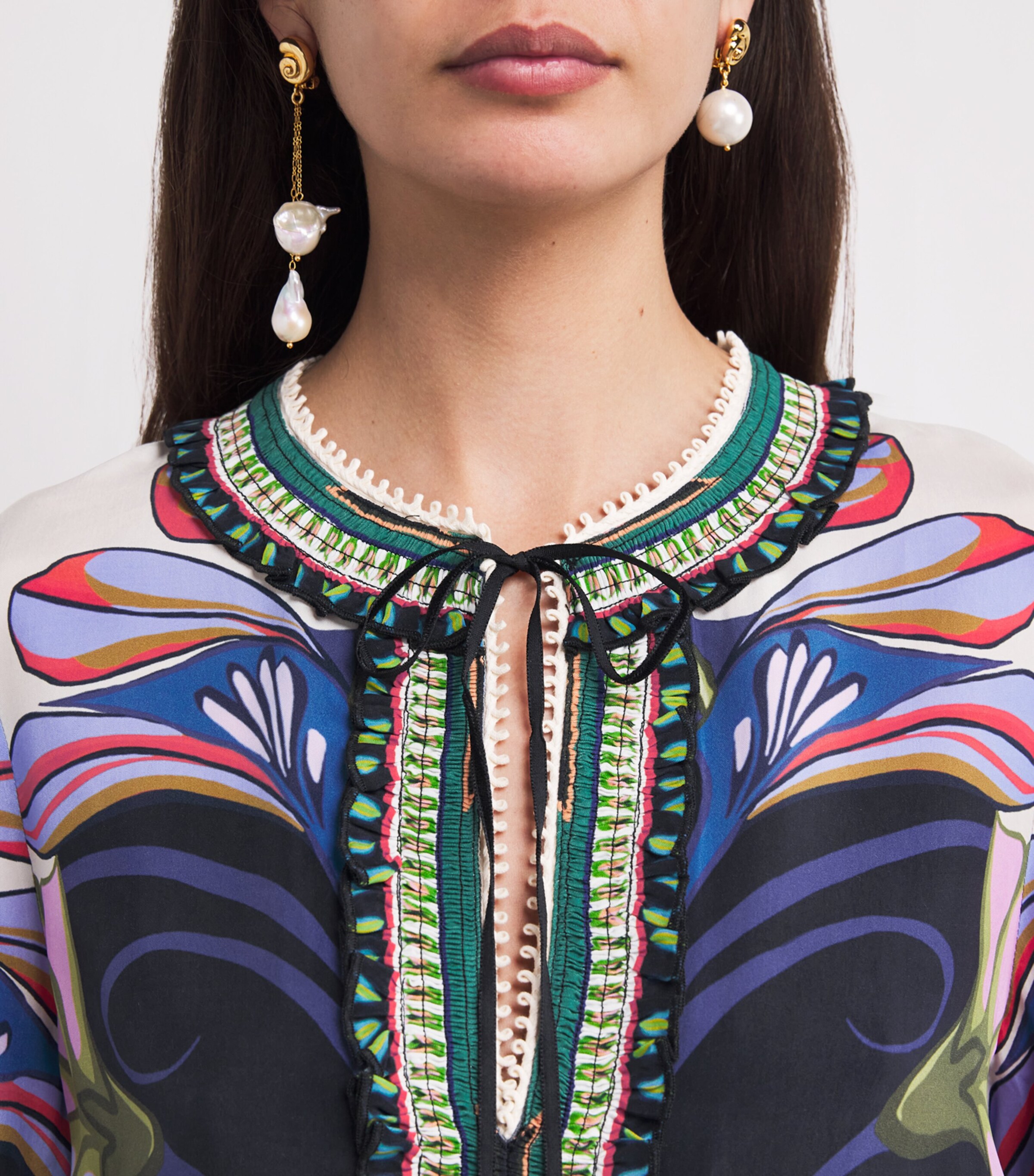 LUG VON SIGA Womens Printed Tess Blouse Black Multicolor Image 6
