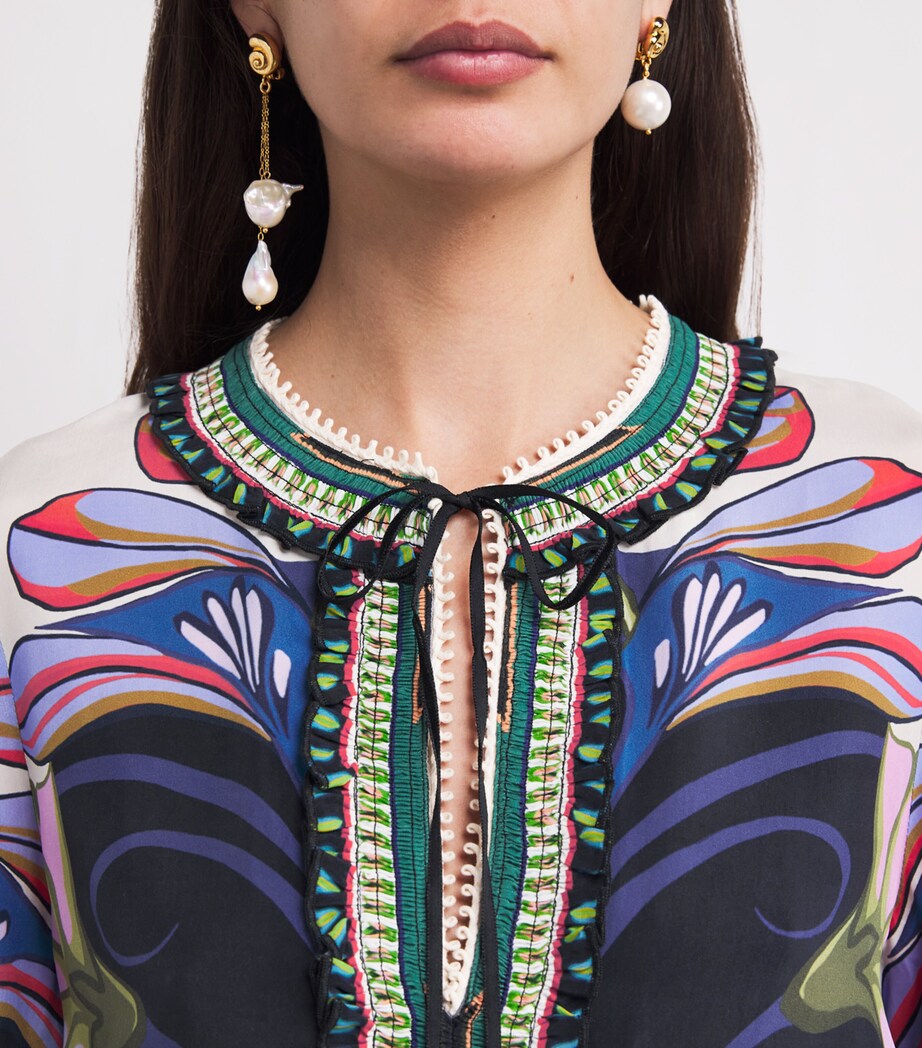 LUG VON SIGA Womens Printed Tess Blouse Black Multicolor Image 6