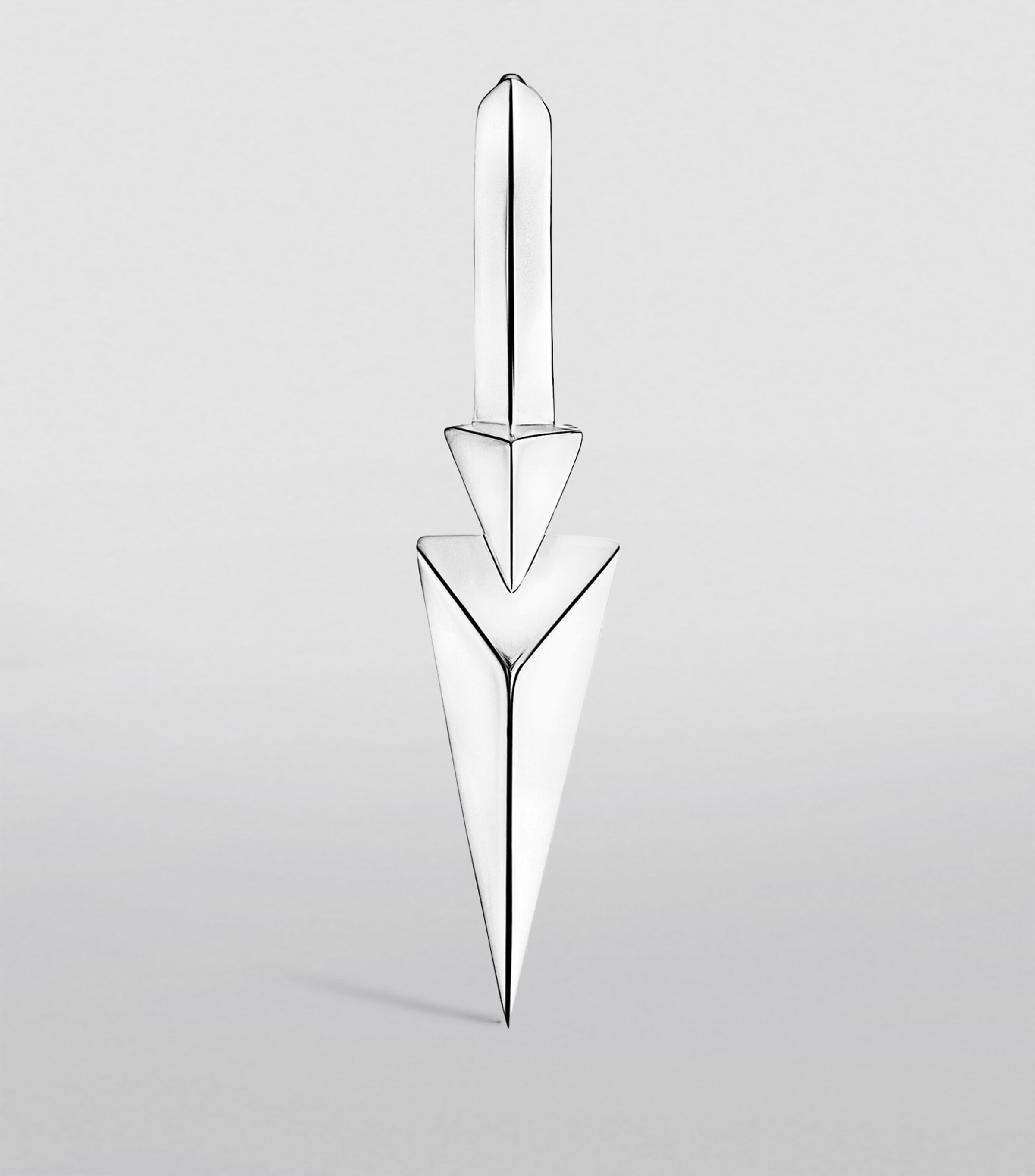 White Gold Faceted Triple Long Spike Hoop Earring (8mm) WHITE GOLD Image 4