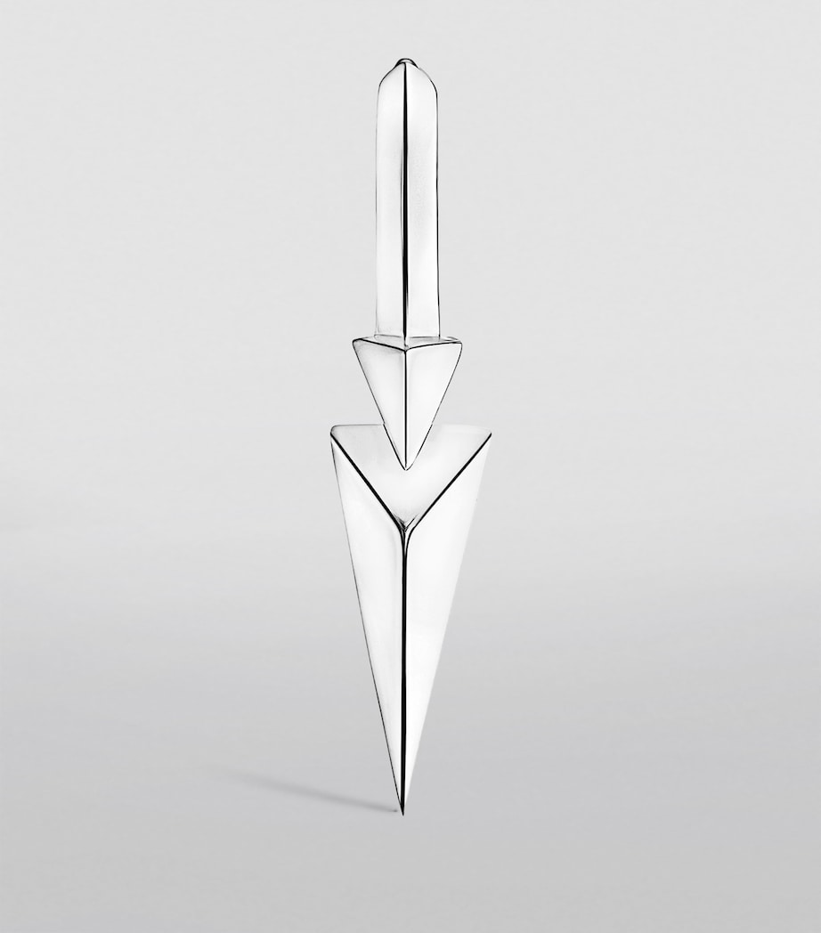 White Gold Faceted Triple Long Spike Hoop Earring (8mm) WHITE GOLD Image 4