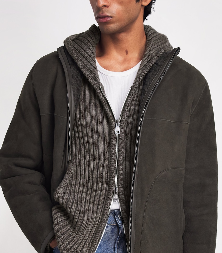 Our Legacy Mens Merino Wool Zip-Up Cardigan Sage Strp Drymrno Wl Image 3