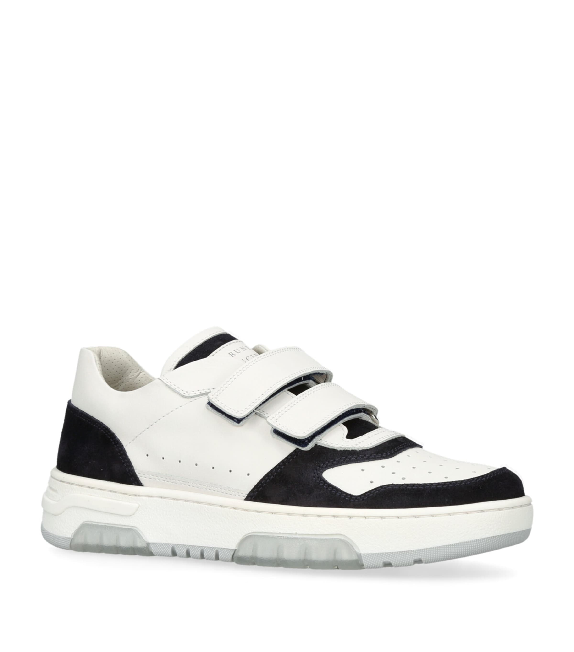 Brunello Cucinelli Kids Leather Suede-Trim Velcro Sneakers White/navy Image 3