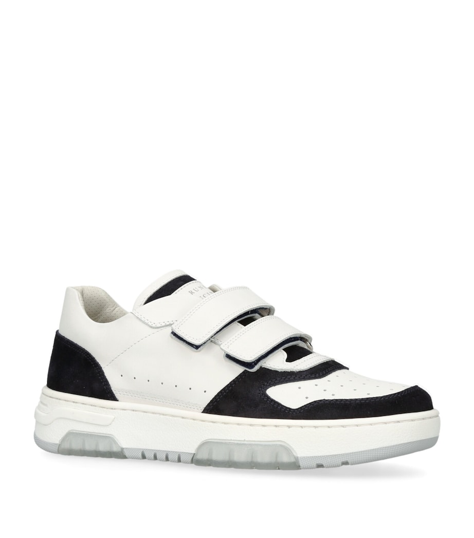 Brunello Cucinelli Kids Leather Suede-Trim Velcro Sneakers White/navy Image 3