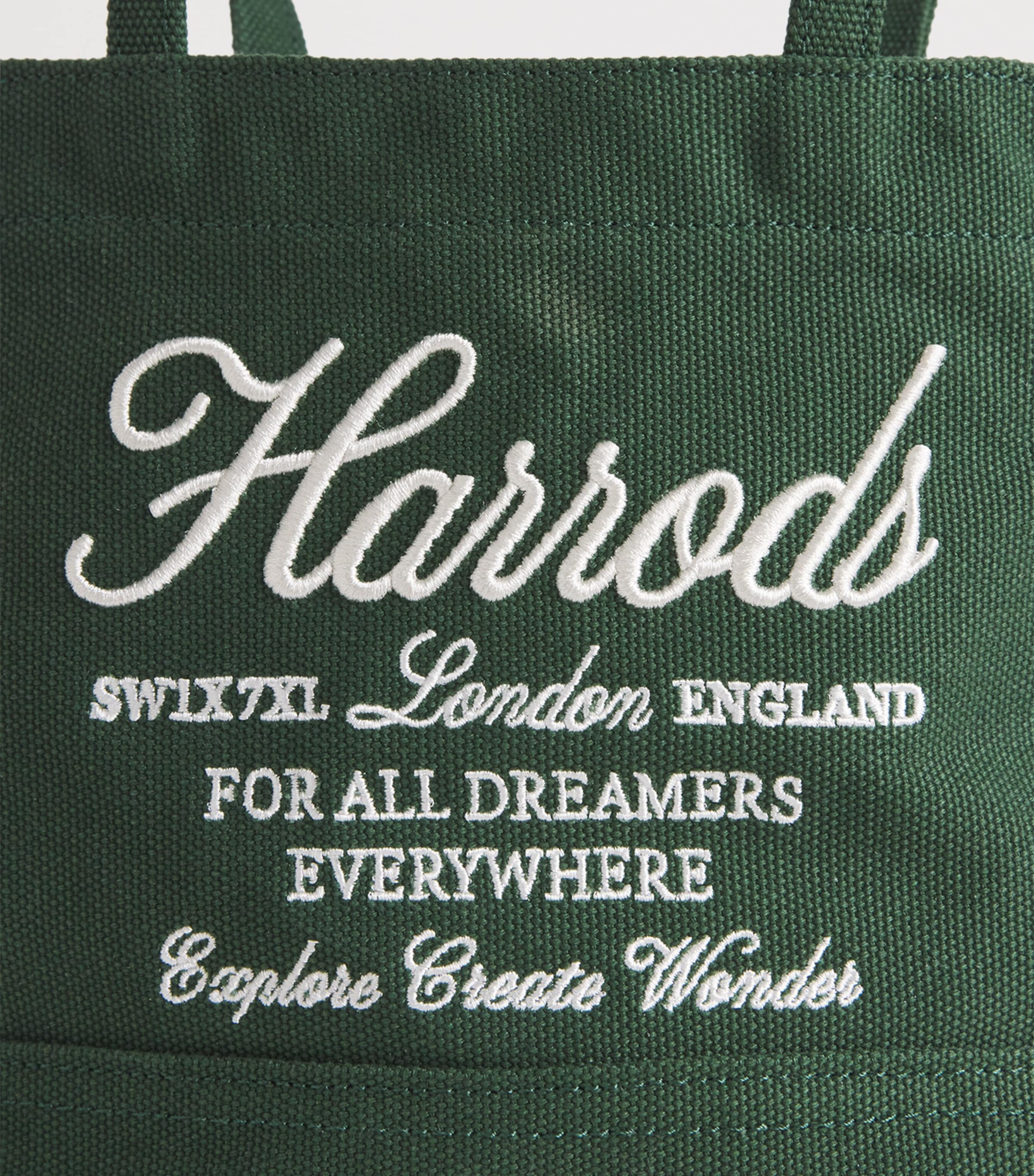 Small Embroidered Logo Tote Bag HARRODS GREEN Image 6