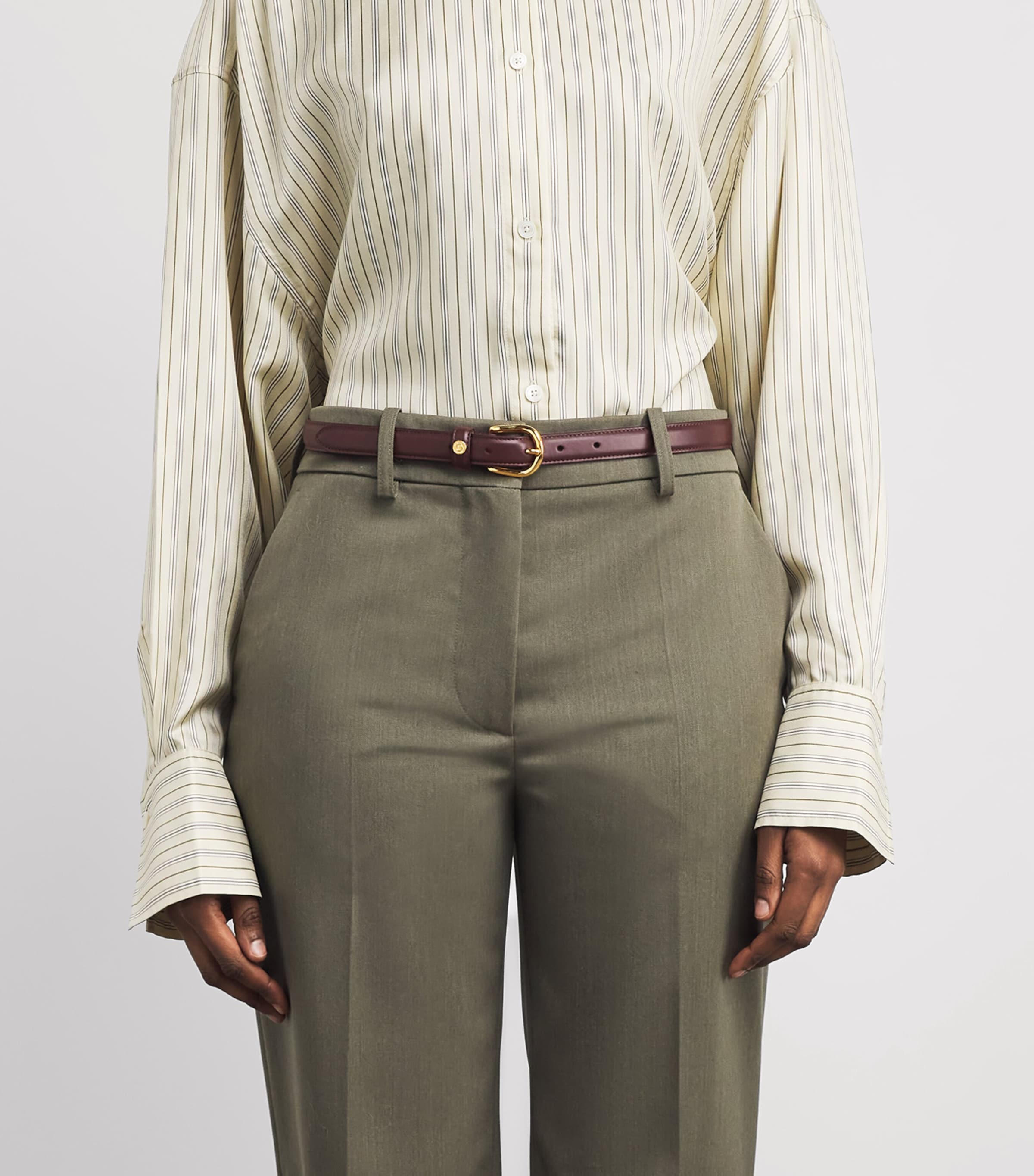 Harrods Leather Slim Belt Burgundy Image 3