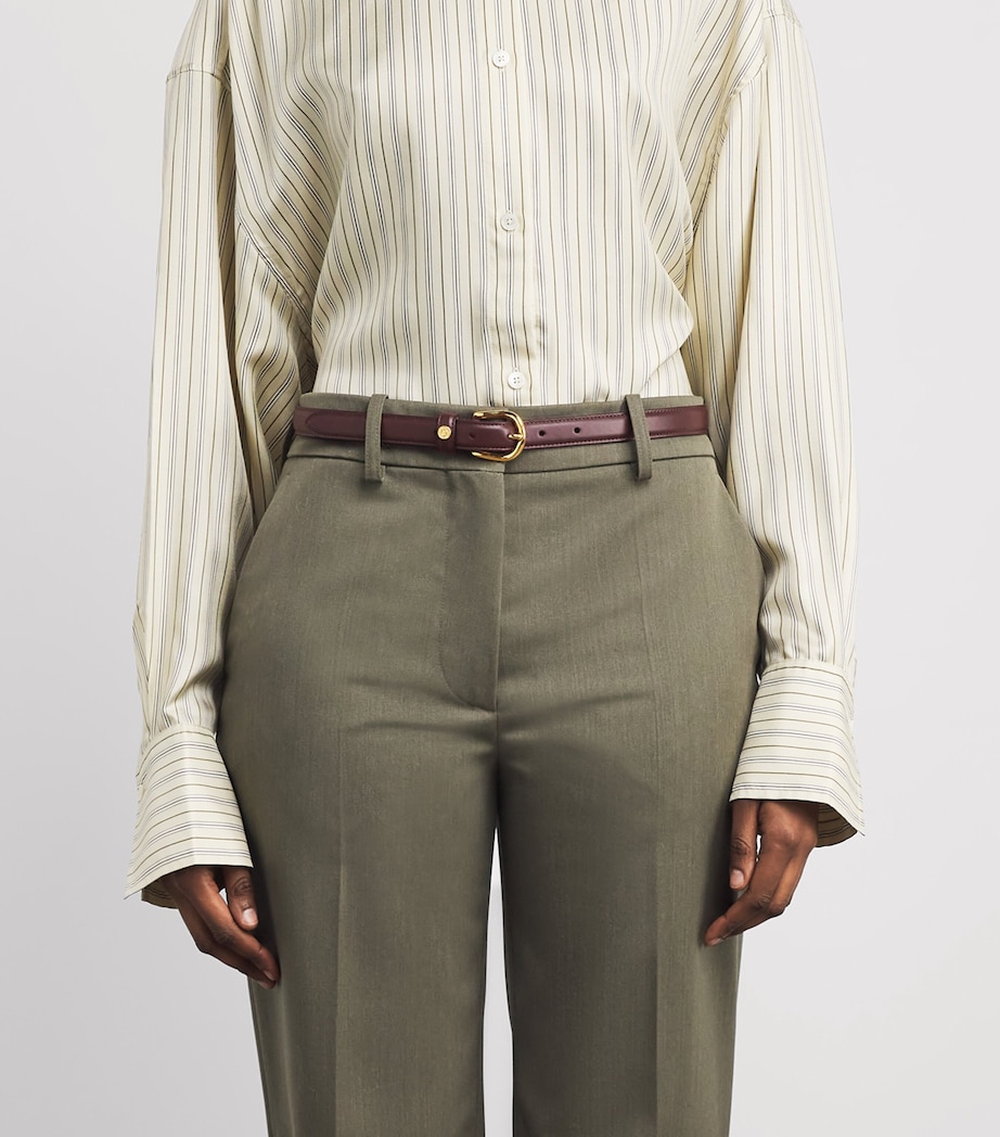 Harrods Leather Slim Belt Burgundy Image 3