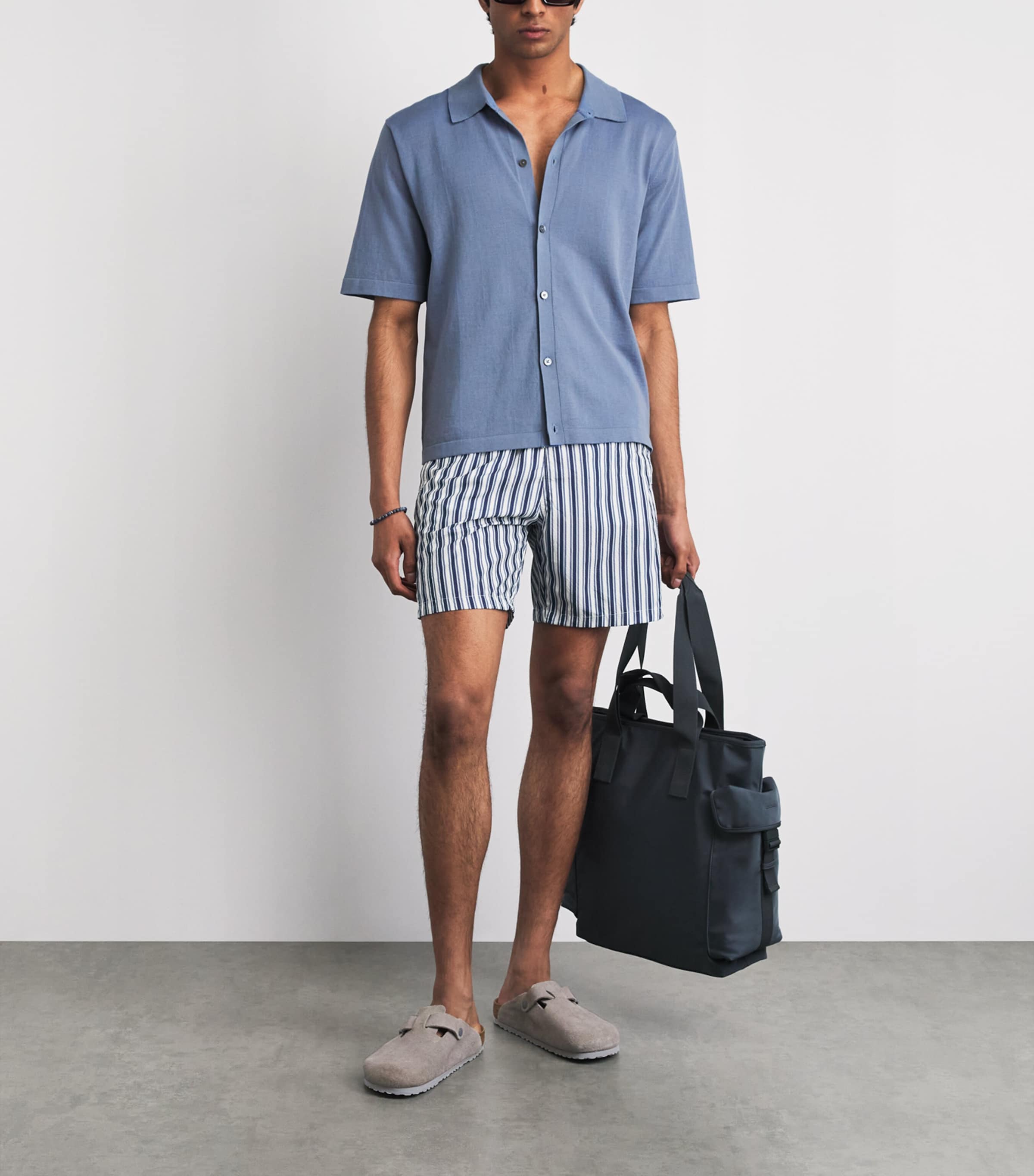 JACOB COHËN Mens Stripe Swim Shorts Blu Notte Image 2
