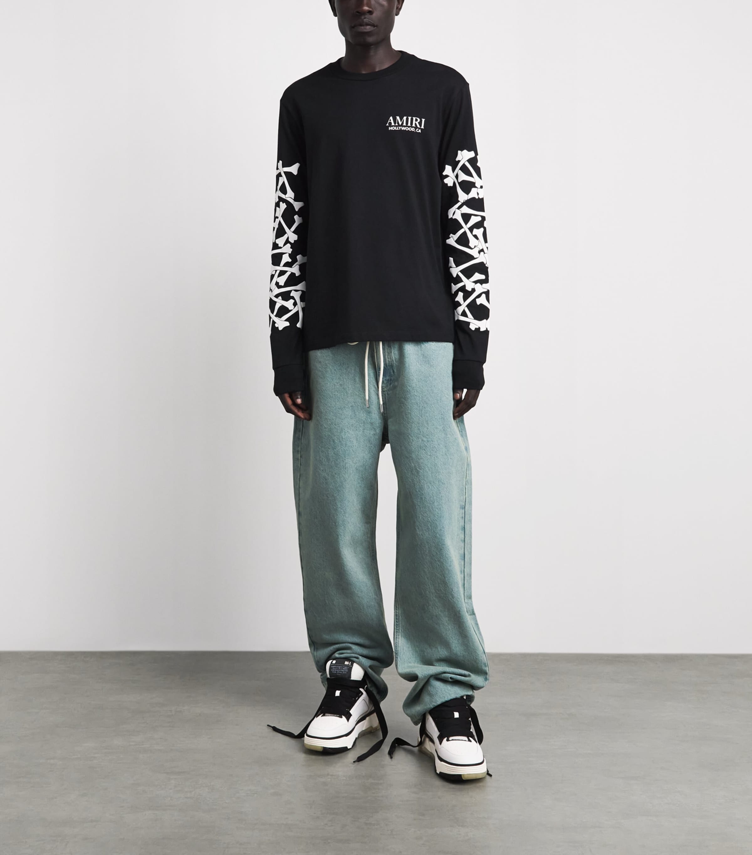 AMIRI Leather MA-1 Sneakers White/ Black Image 4