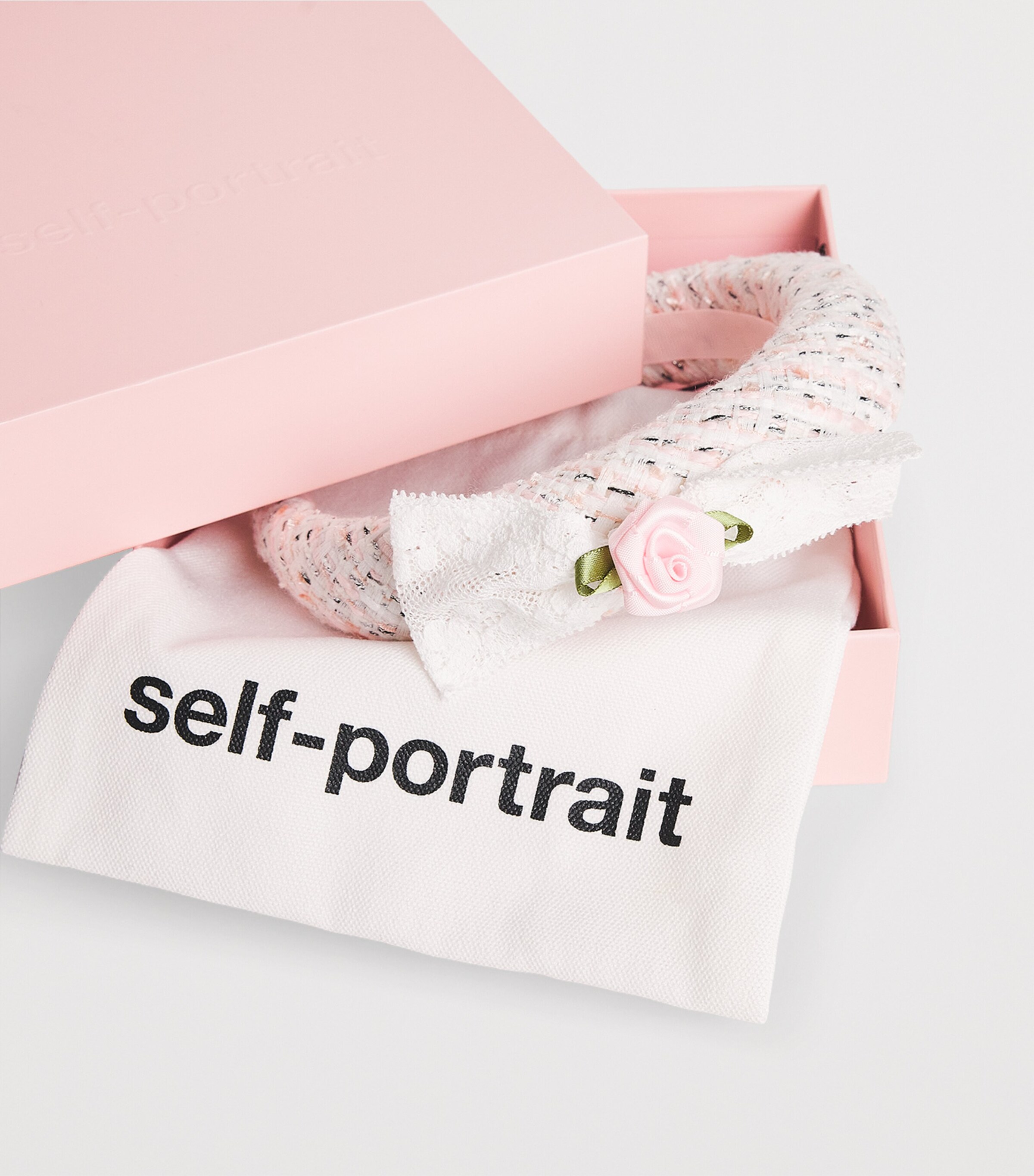 Self-Portrait Kids Bouclé Lace Bow Headband Image 3