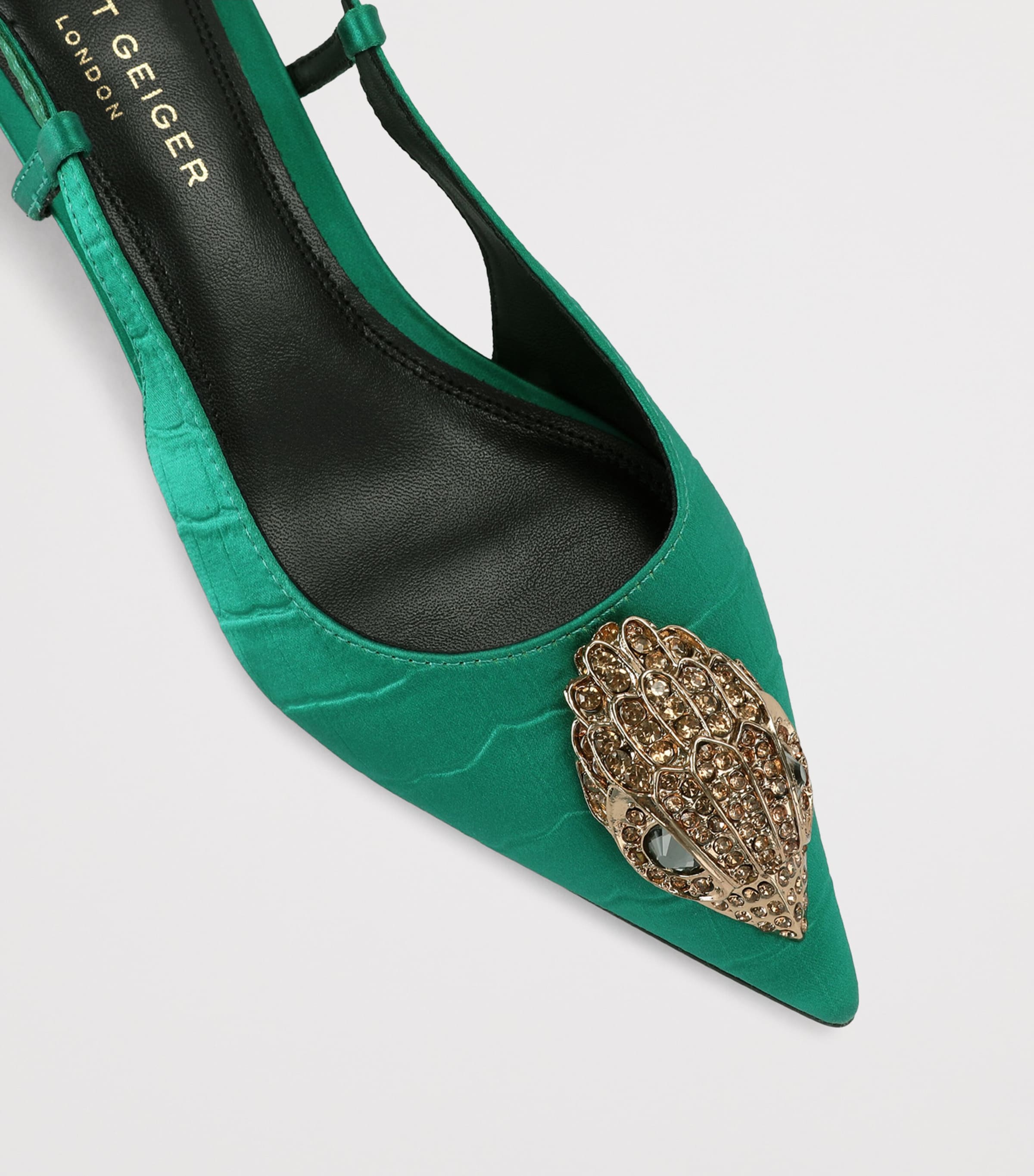 Kurt Geiger London Satin Belsize Slingbacks Green Image 2