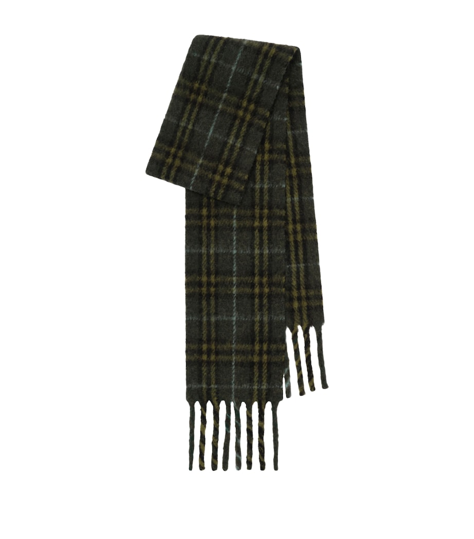 Burberry Wool-Blend Narrow Check Scarf Seaweed Green Image 1