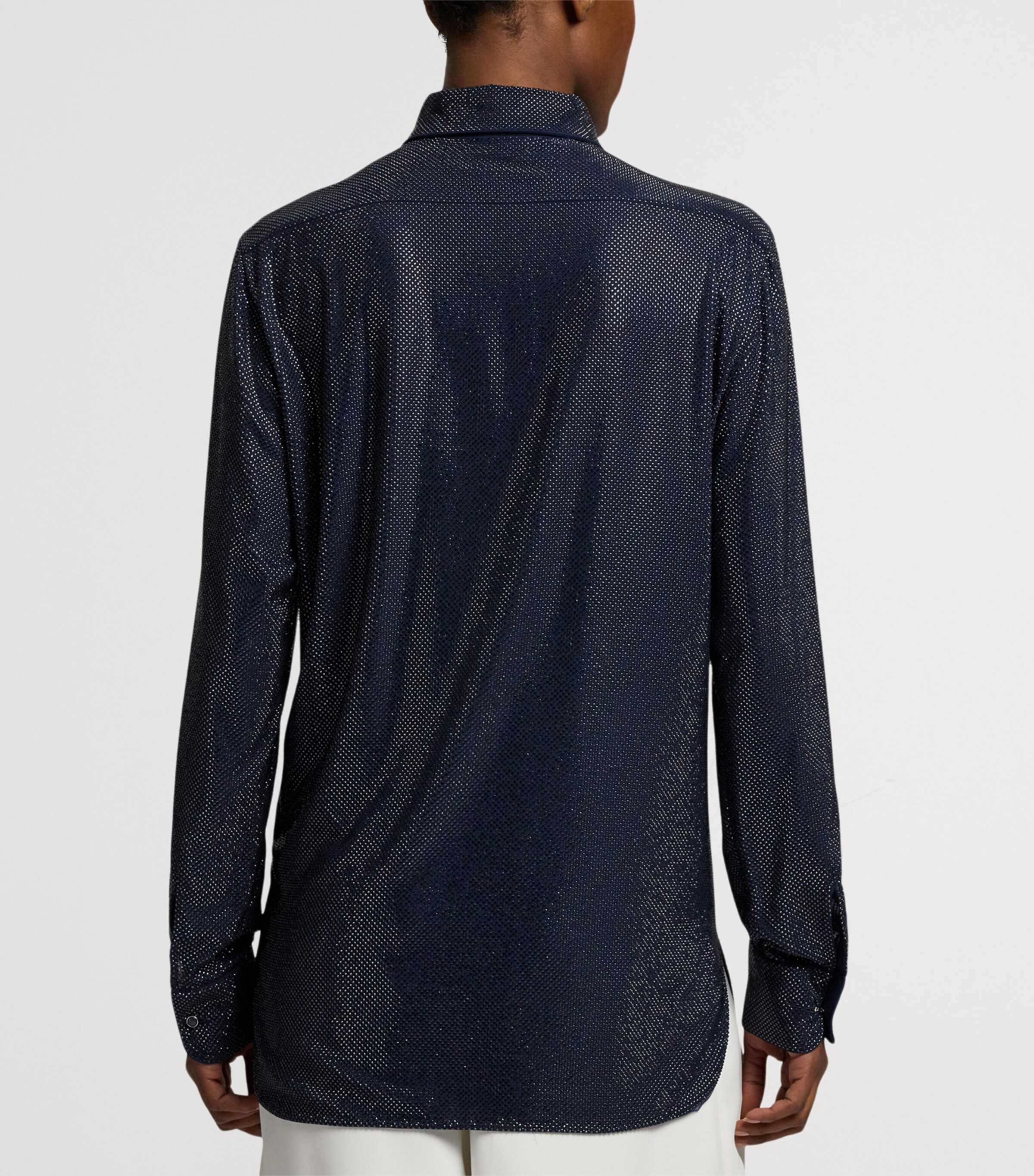 Ralph Lauren Collection Womens Silk Embellished Adrien Shirt Navy Image 8