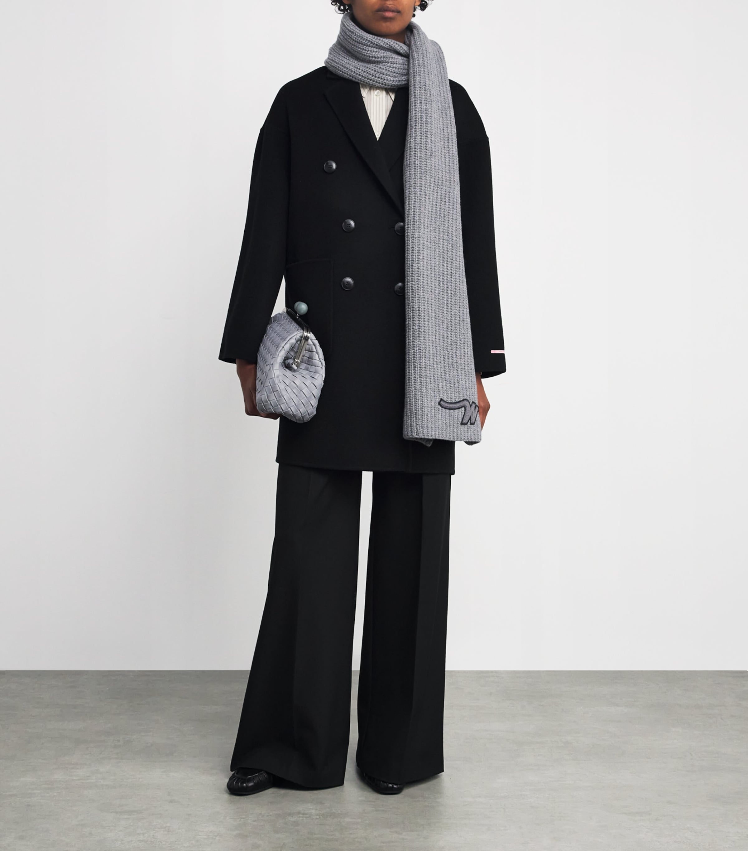 Virgin Wool Knitted Scarf MEDIUM GREY Image 2