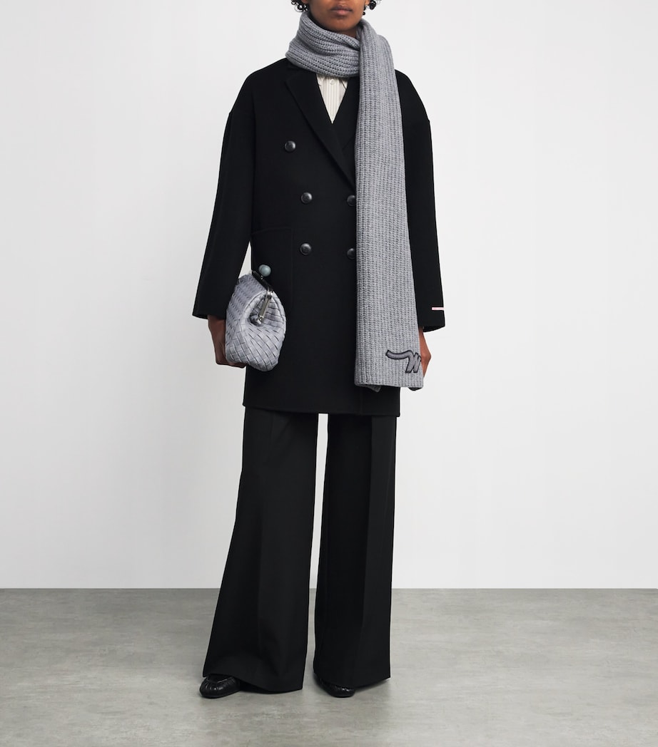 Virgin Wool Knitted Scarf MEDIUM GREY Image 2