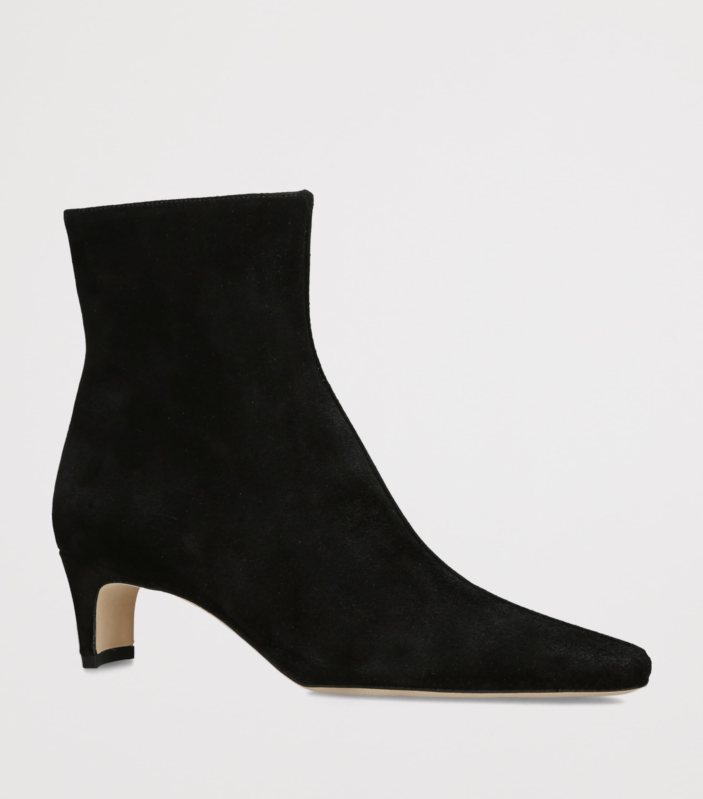 STAUD Suede Wally Heeled Ankle Boots 55 Black Image 3