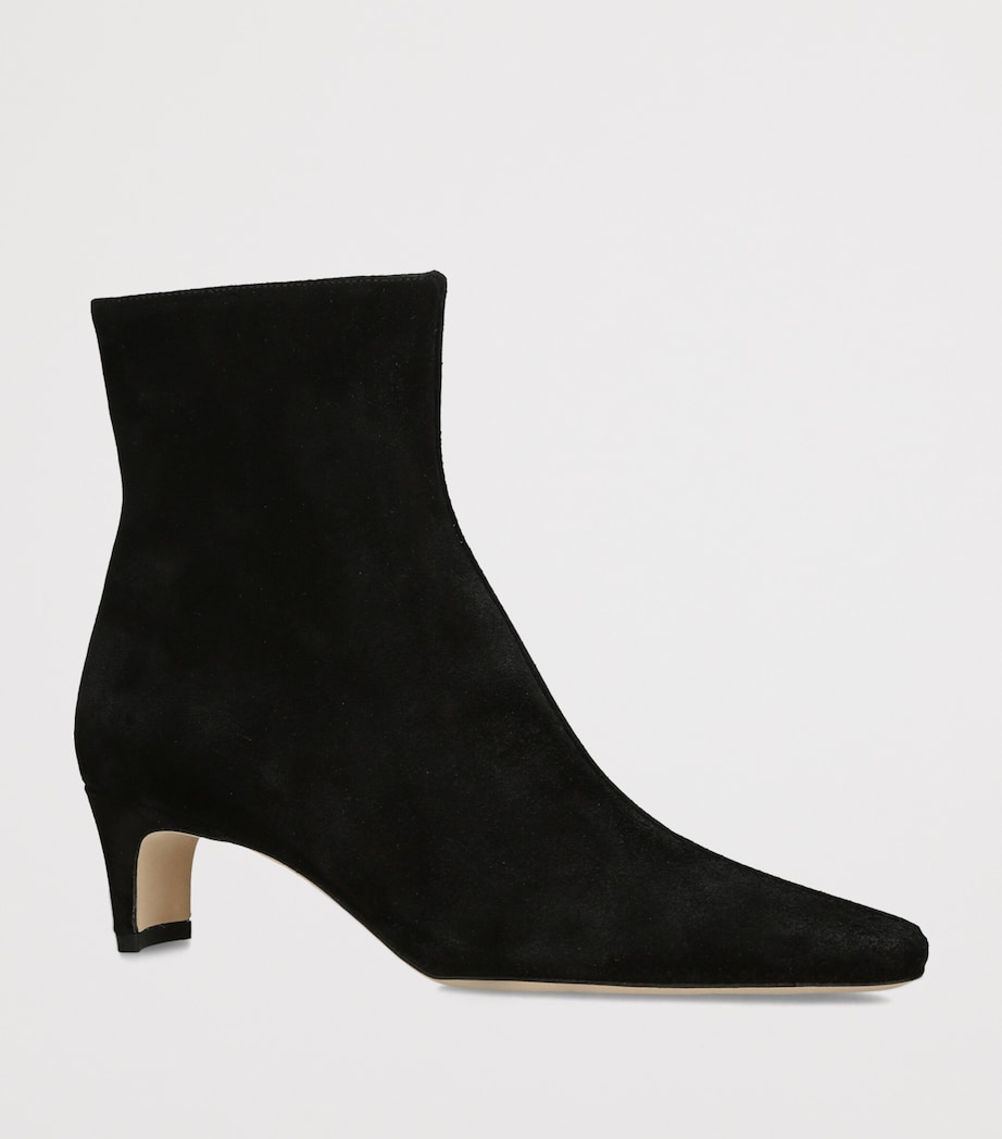 STAUD Suede Wally Heeled Ankle Boots 55 Black Image 3