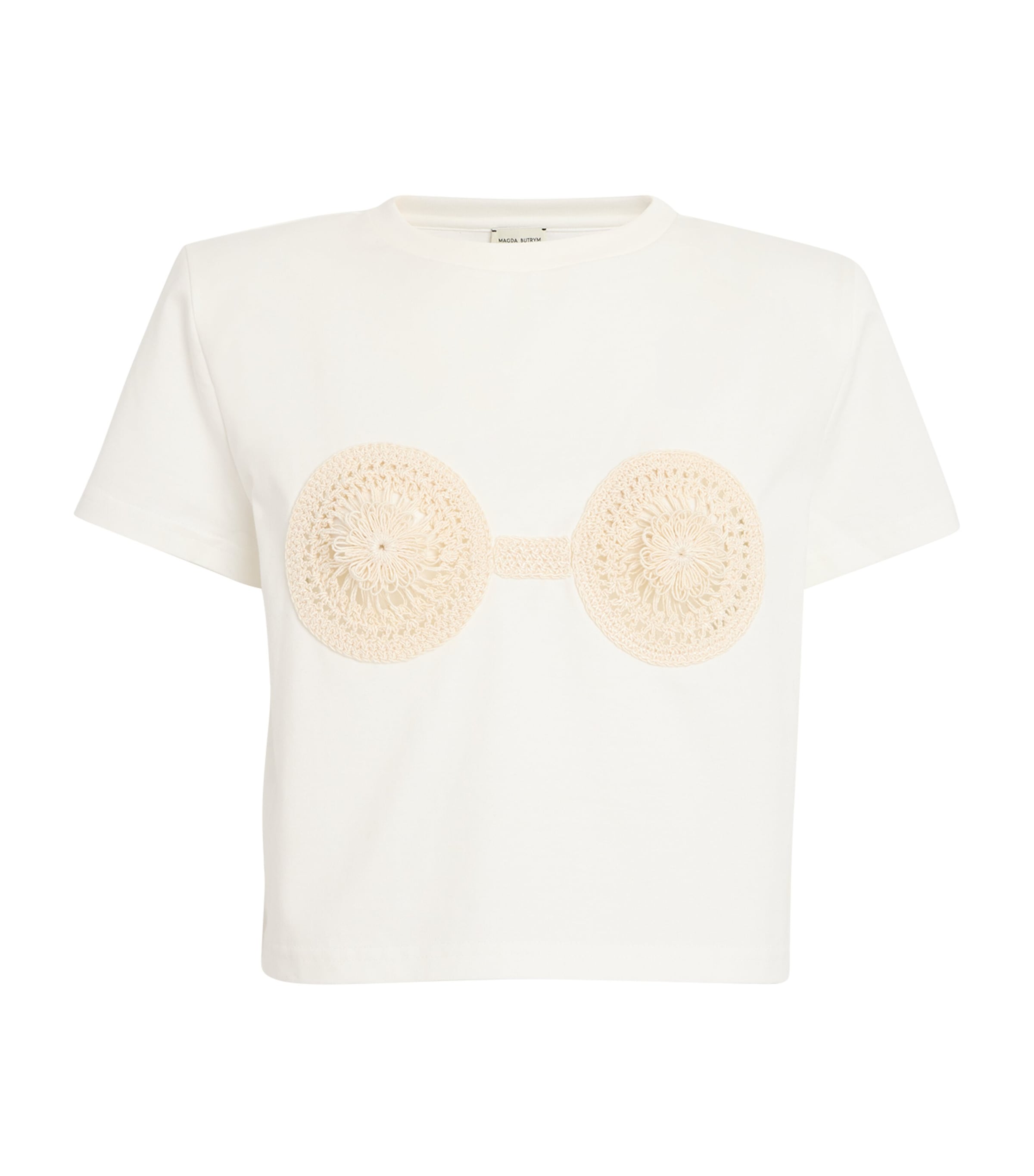 Shop Magda Butrym Cotton Crochet-embellished T-shirt In White