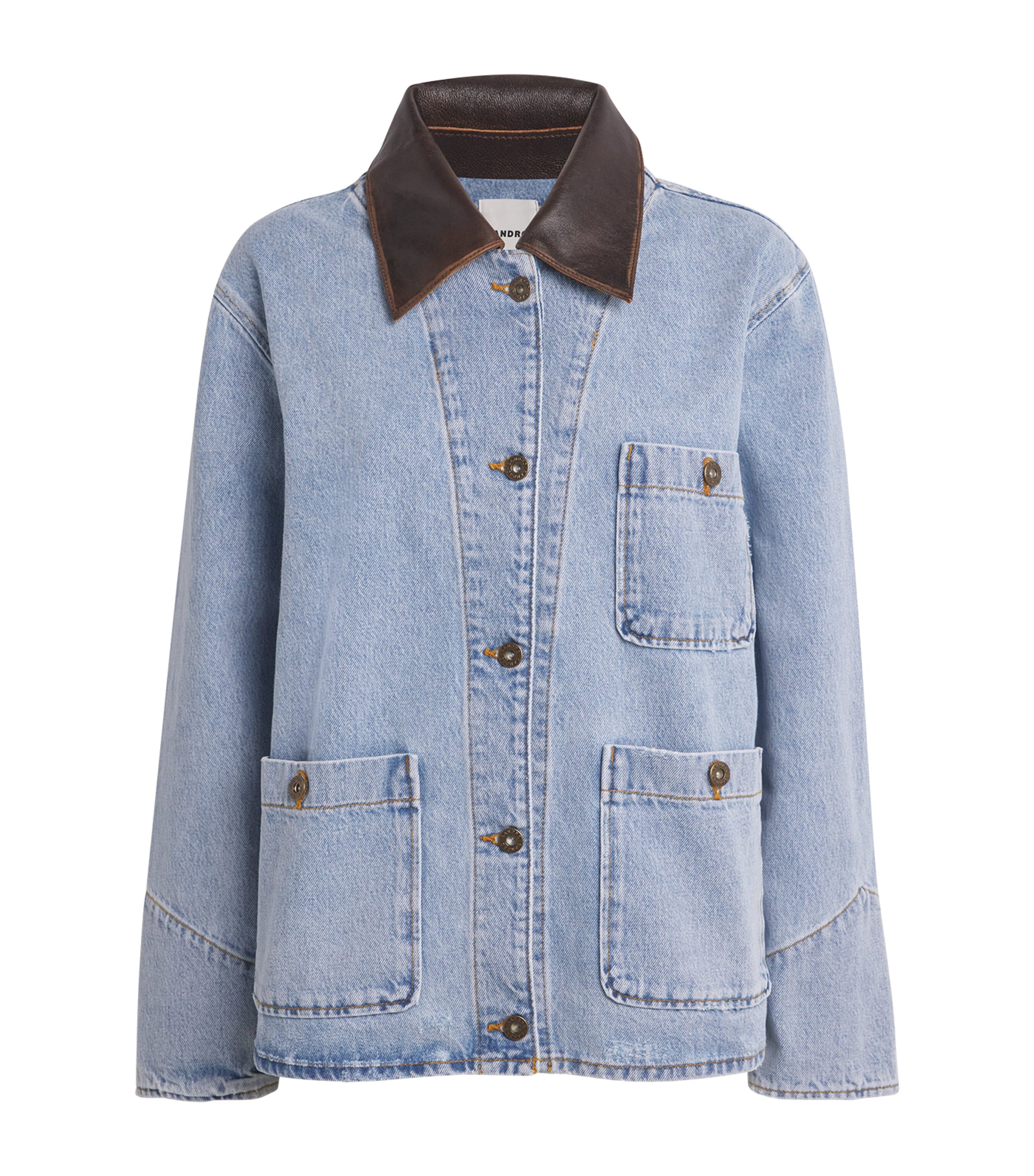 Sandro Paris Sandro Denim Jacket Mens Sandro Paris Leather-Collar