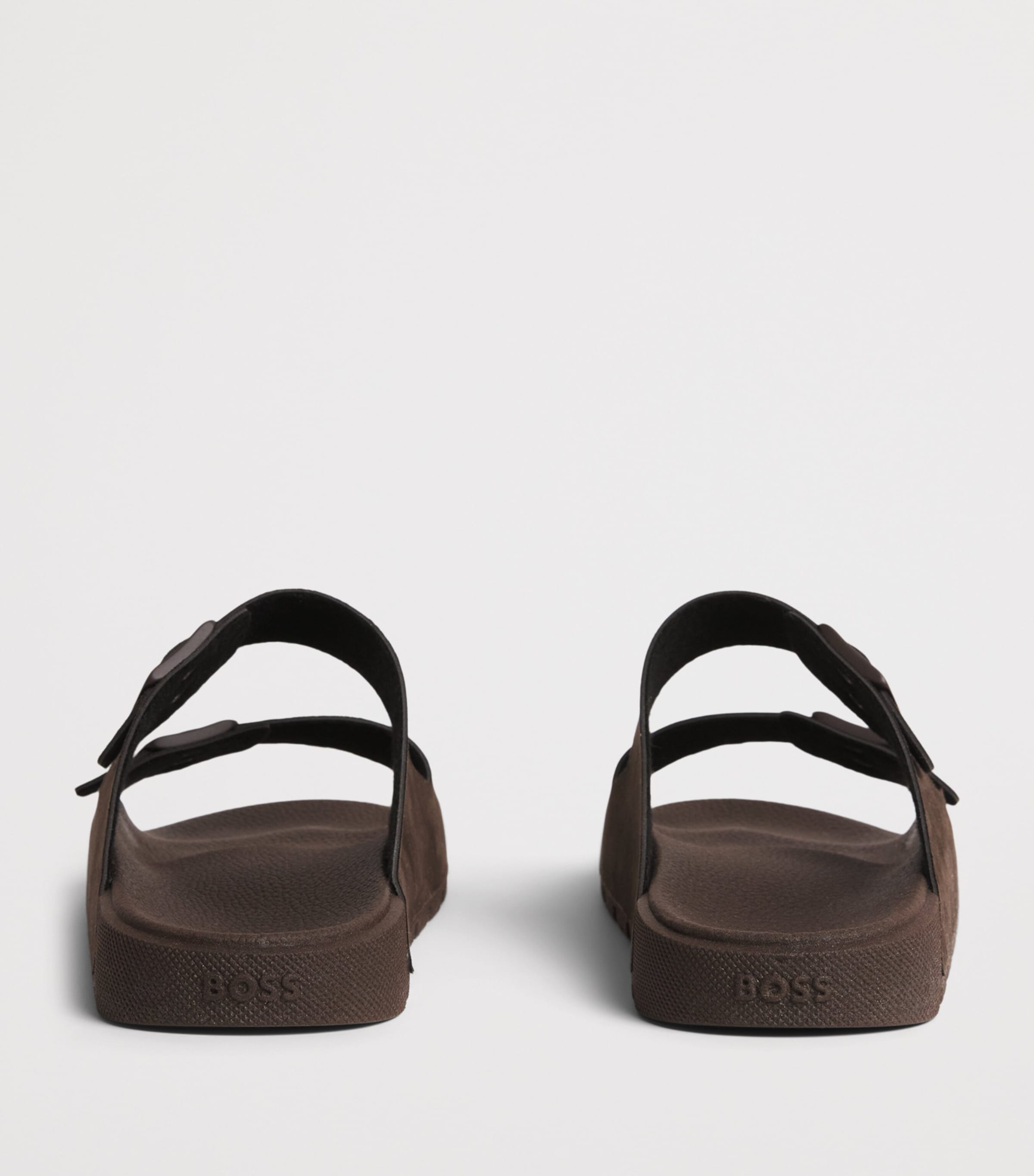 BOSS Faux Suede Surfley Slides Dark Brown Image 5