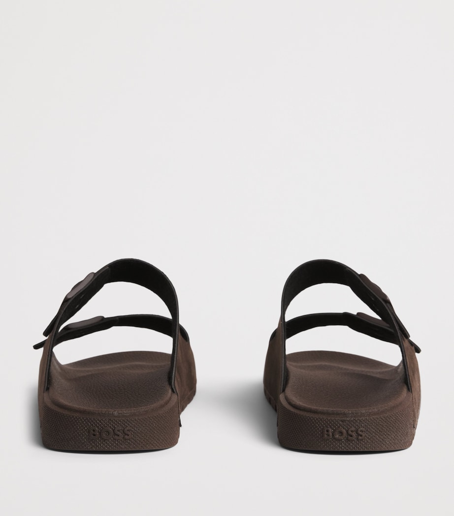 BOSS Faux Suede Surfley Slides Dark Brown Image 5
