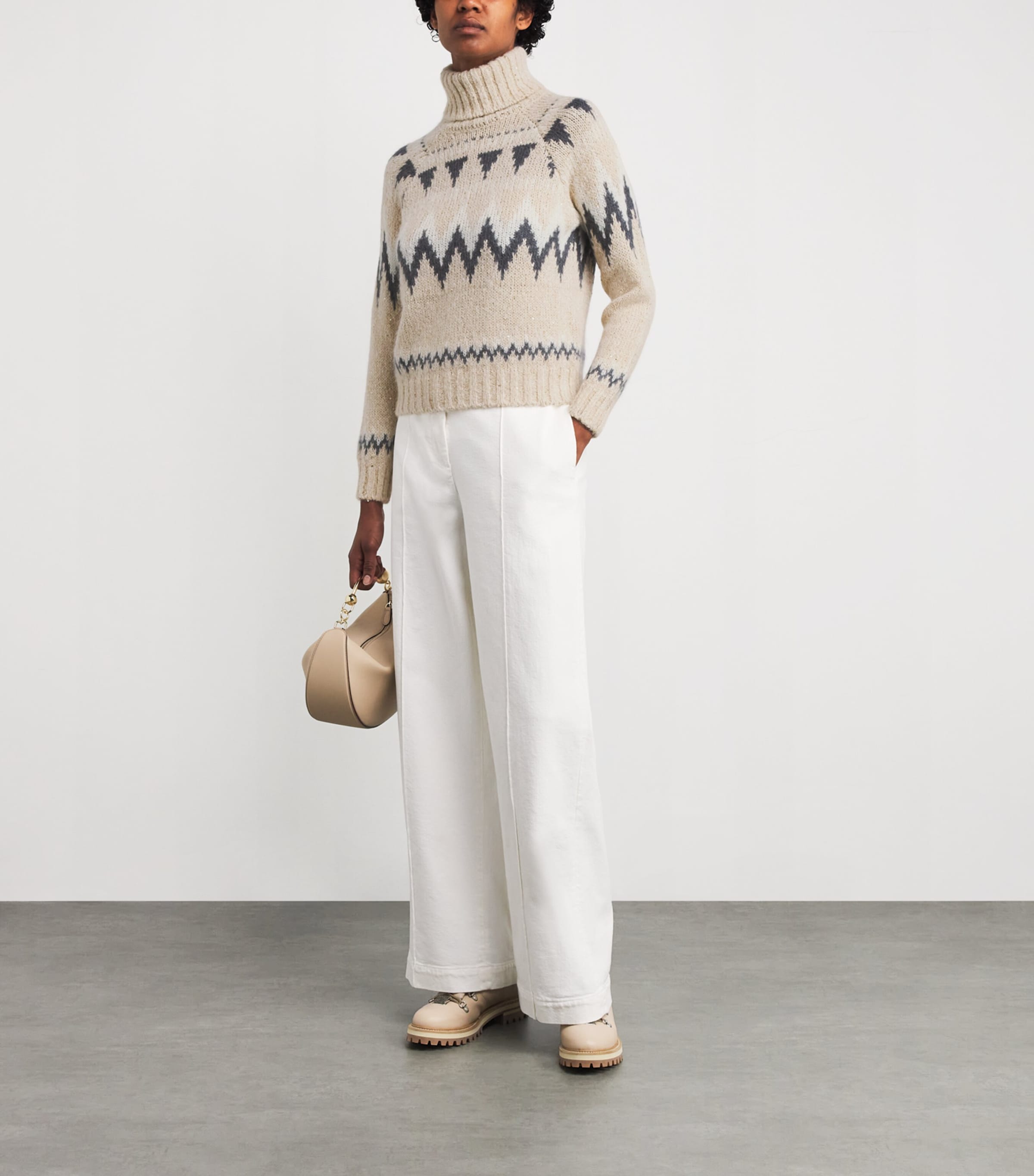 Wool-Blend Jacquard Knit Sweater SABBIA Image 2