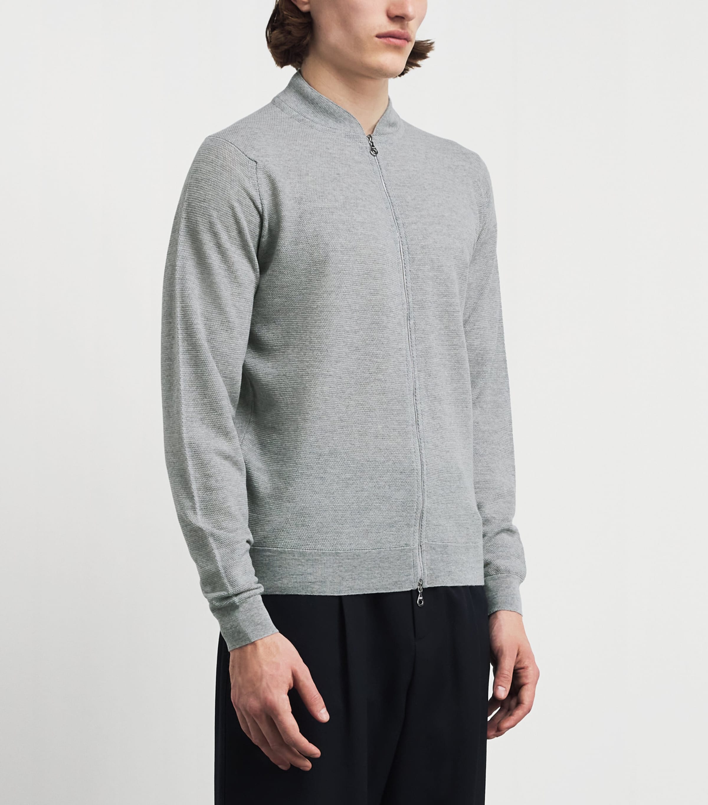 John Smedley Mens Merino Wool Textured Cardigan Nimbus Image 4