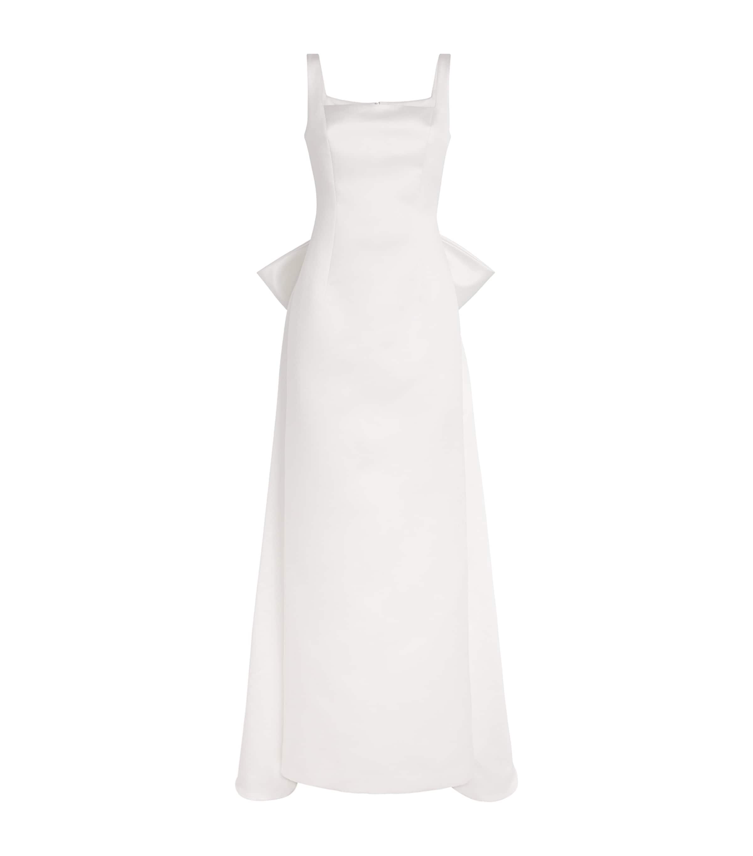 Huishan Zhang Duchesse Satin Shannon Gown In White