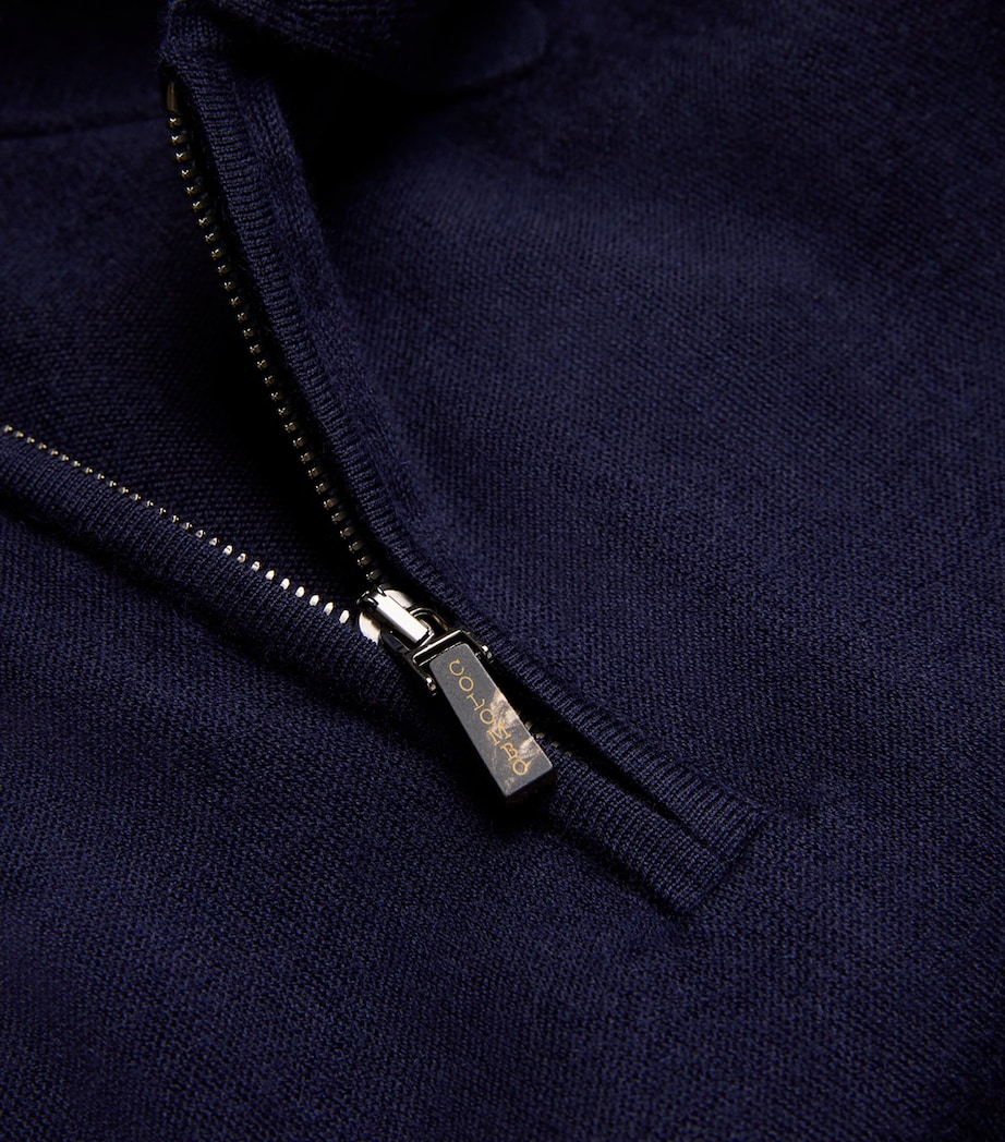 Colombo Mens Cashmere-Silk Polo-Neck Sweater Night Blue Image 5