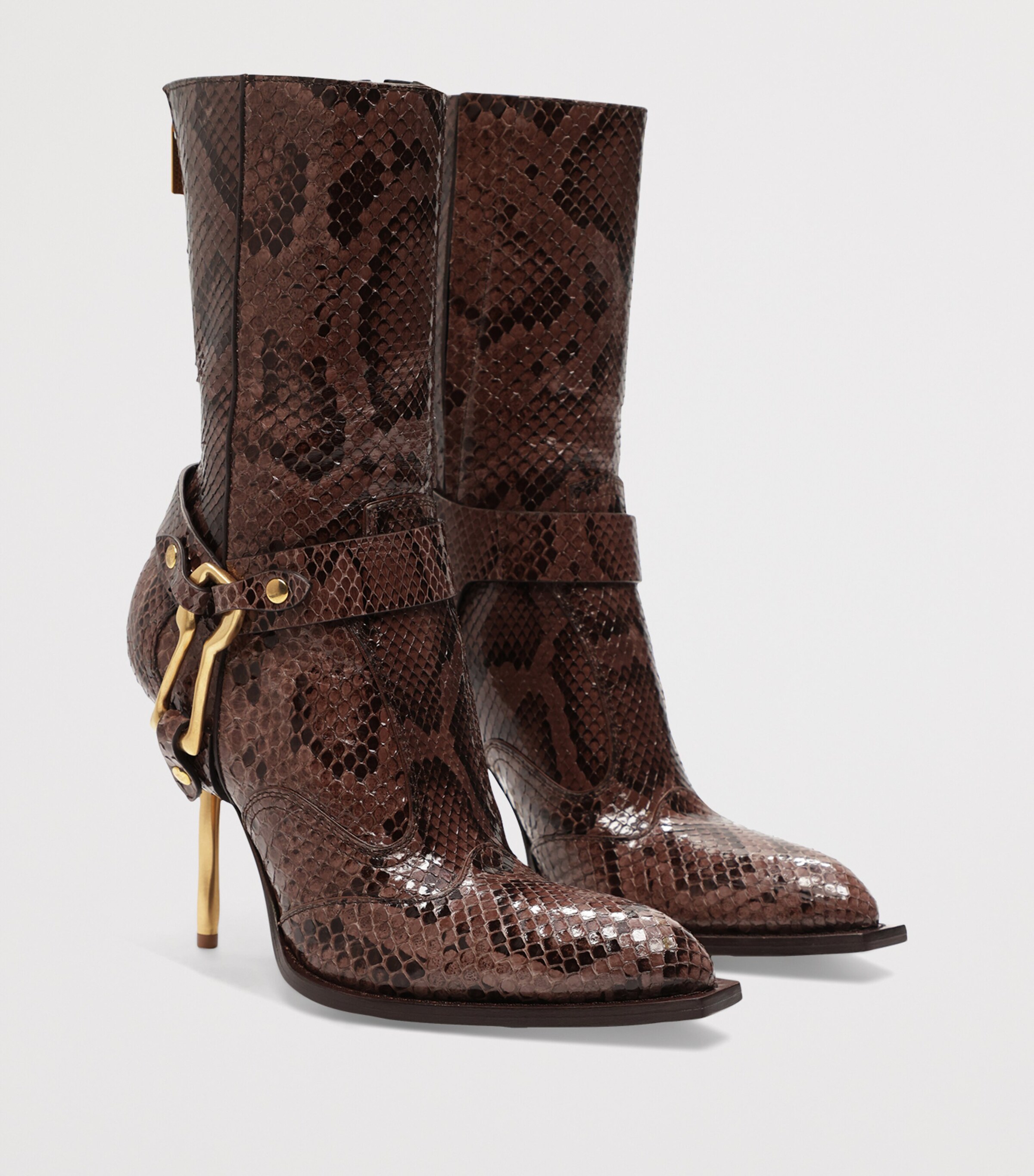 Python Skin Keyhole Ankle Boots 95 800 BROWN Image 4