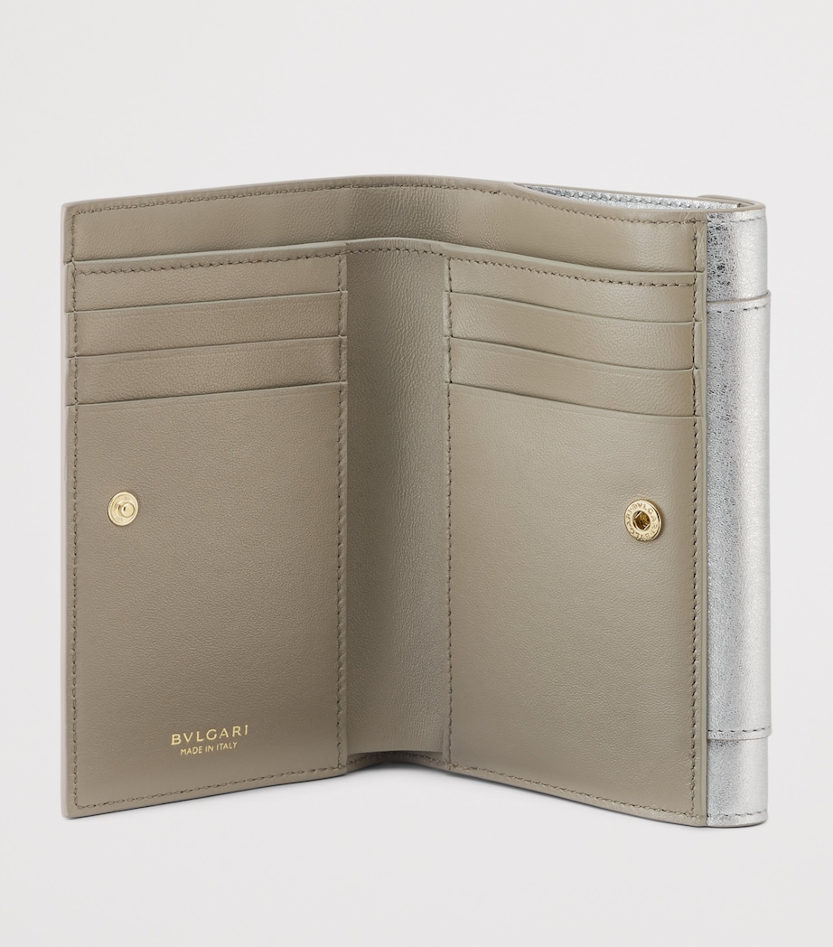 Bvlgari Metallic Leather Serpenti Forever Wallet Silver Image 3