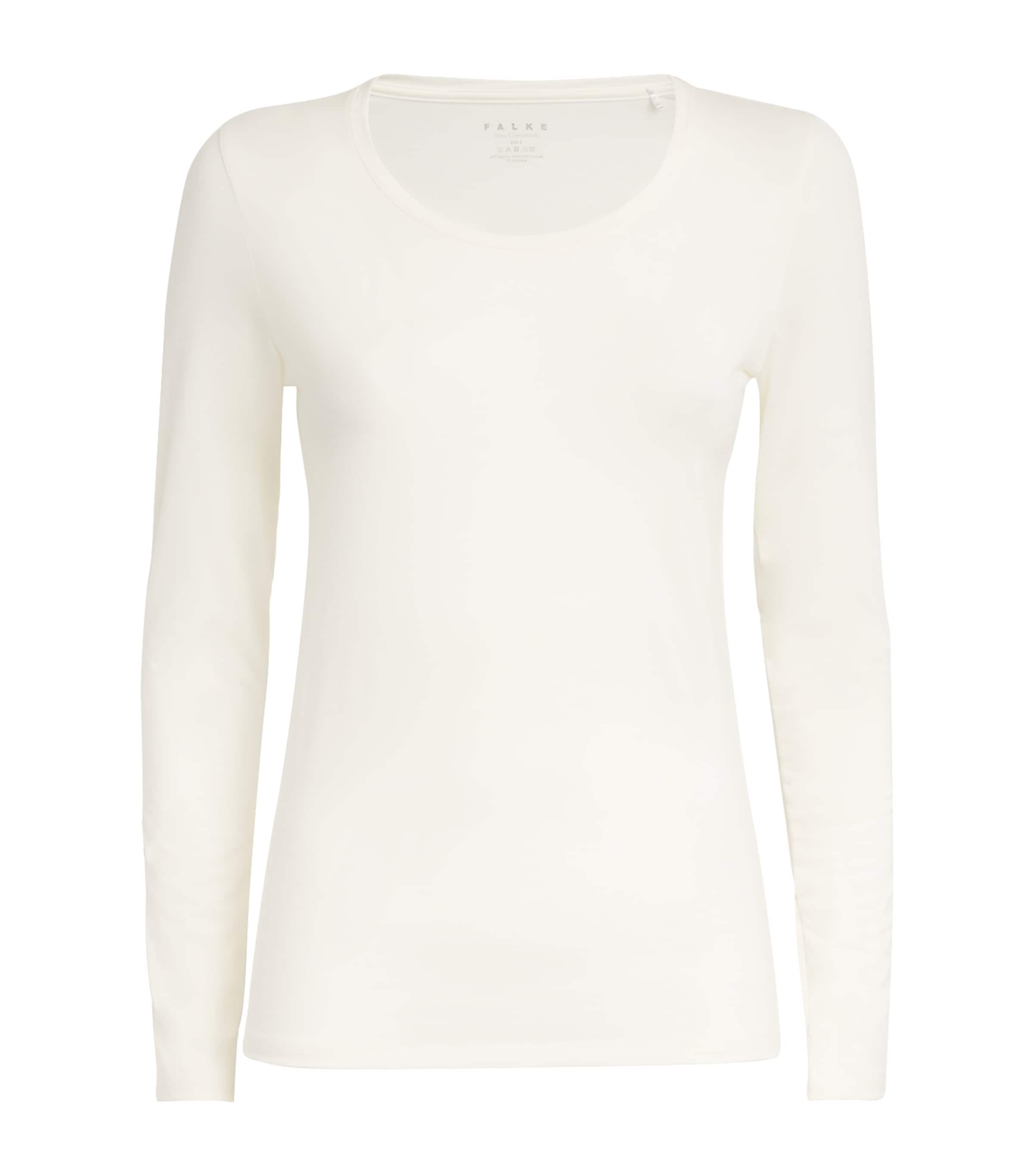 Falke Long-sleeve Daily Climawool T-shirt In Ivory