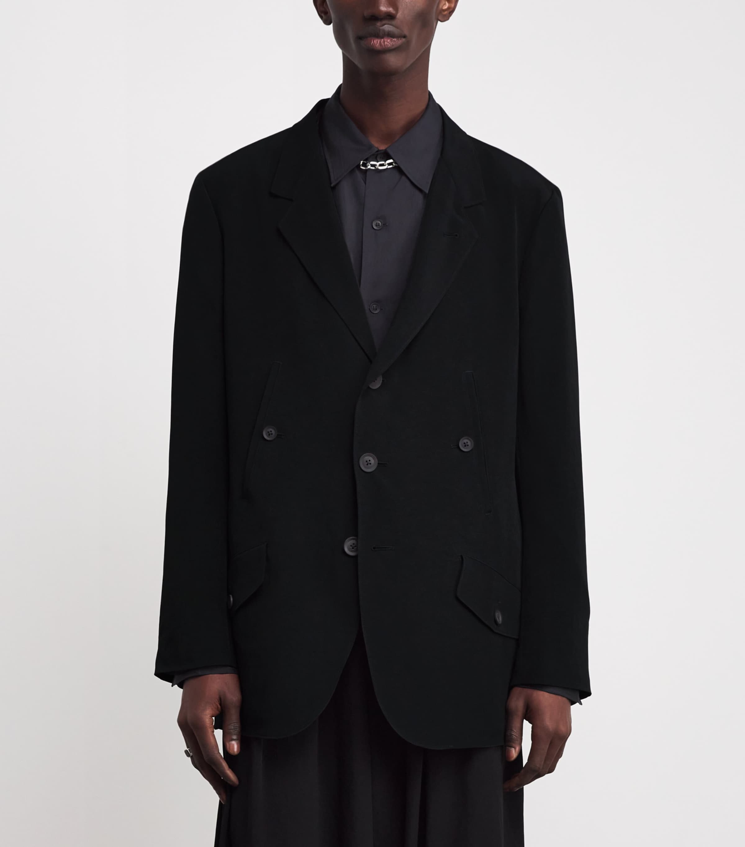 Matte-Shine 3-Button Blazer BLACK Image 3