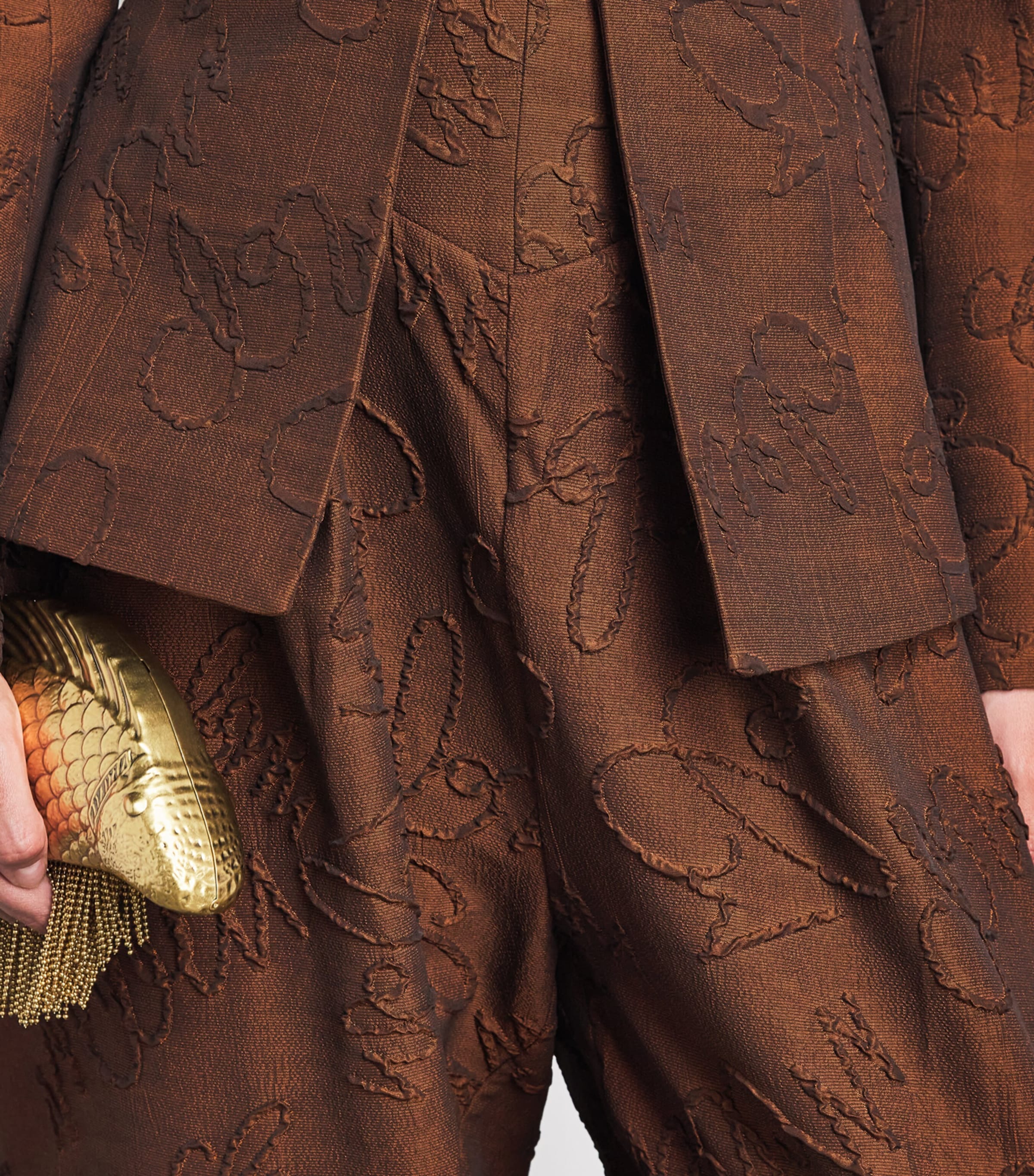 Christie Brown Brown Appliqué High-Waisted Tapered Trousers | Harrods UK