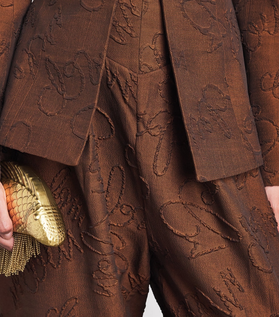 Christie Brown Brown Appliqué High-Waisted Tapered Trousers | Harrods UK